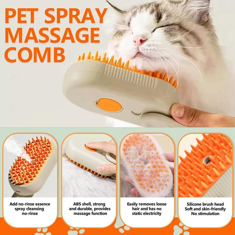 Pet Steam Brush-Grooming and Deshedding Comb USB Rechargeable - soufeelau