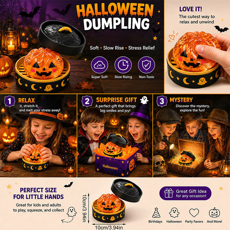 Halloween Ghost Squeeze Toys Gift Set - Stress Relief Pinch & Vent Toys Halloween Dumpling Squeeze Squishy Toy - soufeelau