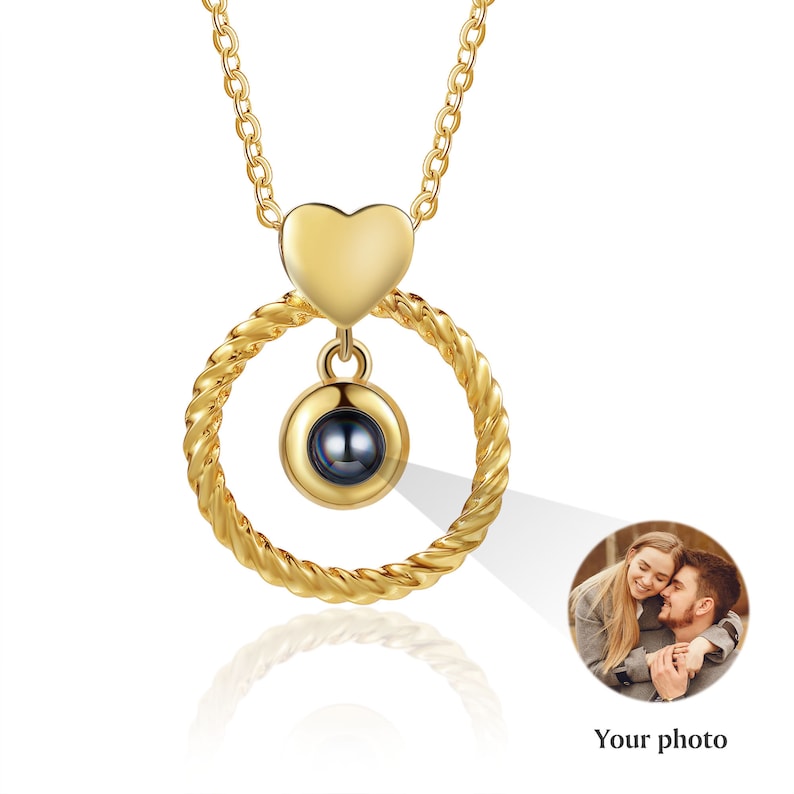 Custom Photo Projection Necklace Memorial Picture Jewelry Pet Family Photo Necklace Wedding Birthday Graduation Gift for Her - soufeelau