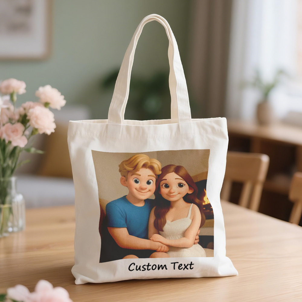Custom Photo Canvas Bag Personalized Cartoon Anime Effect Photo Engraving Canvas Bag Unique Gift - soufeelau