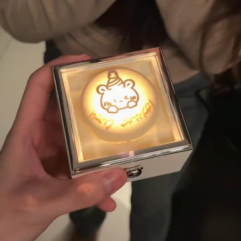 Magical Bear Cake Ring Box With Personalized Birthstone Ring Surprise Gift Birthday Gift - soufeelau