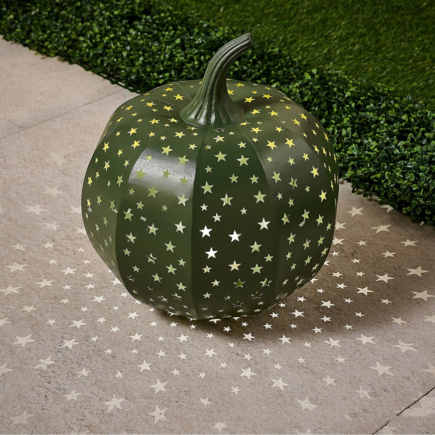 15" Illuminated Indoor/Outdoor Stargazer Metal Pumpkin Halloween Decorations - soufeelau