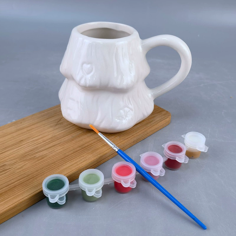 White DIY Christmas Tree Mug – Paintable Ceramic Holiday Coffee Cup - soufeelau