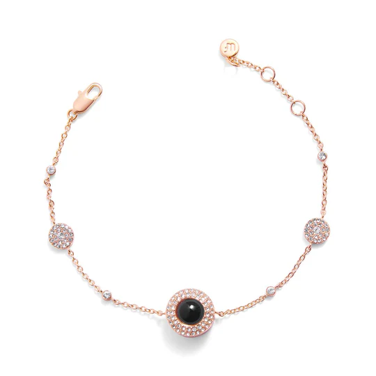 Personalized Circle Photo Station Bracelet Custom Projection Crystal Bracelet Christmas Gift for Wife - soufeelau