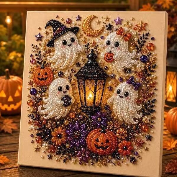 Ghost Pearl Art DIY Kit – Halloween Craft Kit, Cute Ghost Pearl Painting Decor & Gift - soufeelau