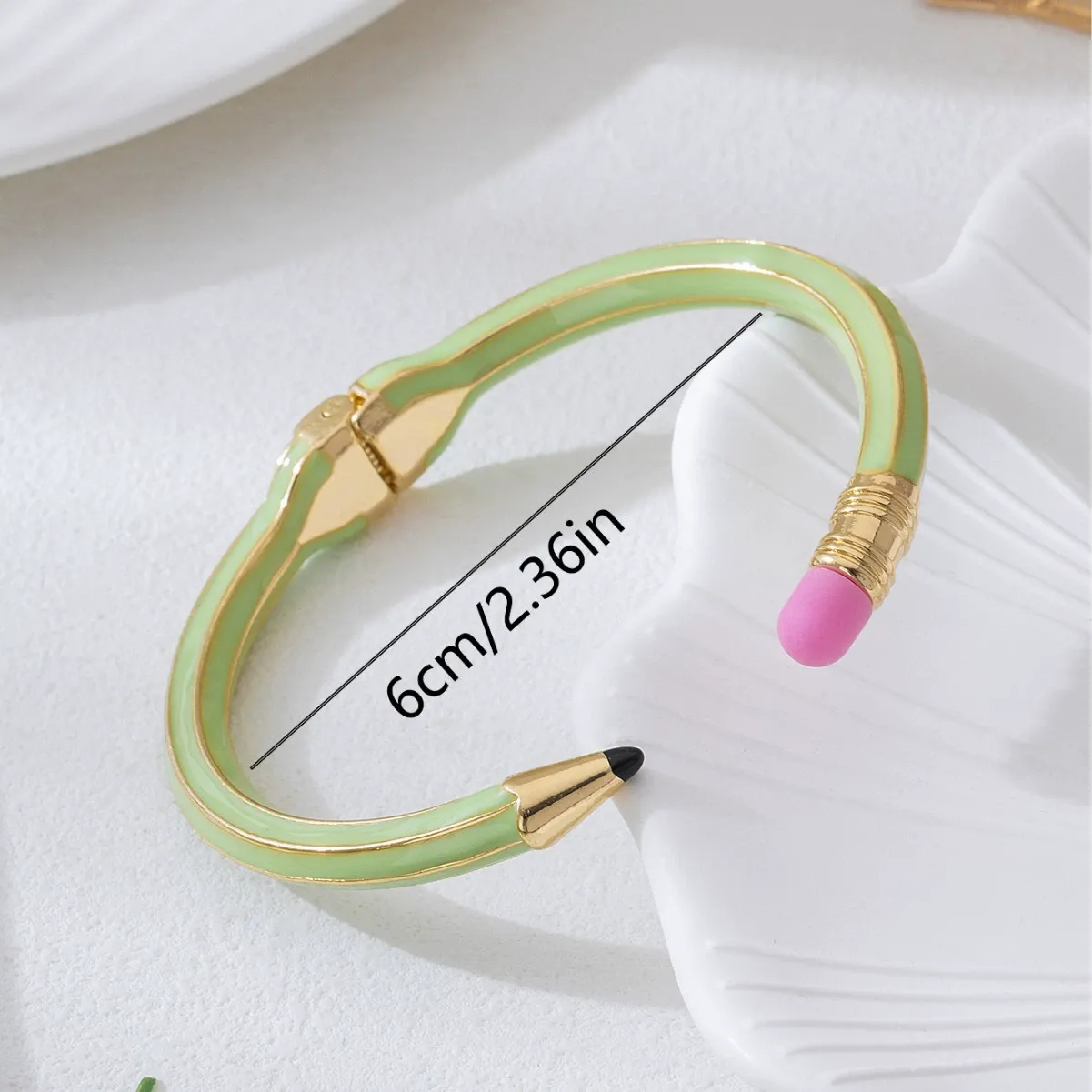 Three-Dimensional Pencil Shape Spring Opening Bracelet Back to School Gift for Both Teacher and Student - soufeelau