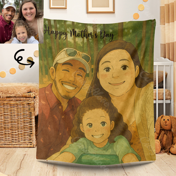 Custom Blanket Gibli Style Mother's Day Gift - soufeelau