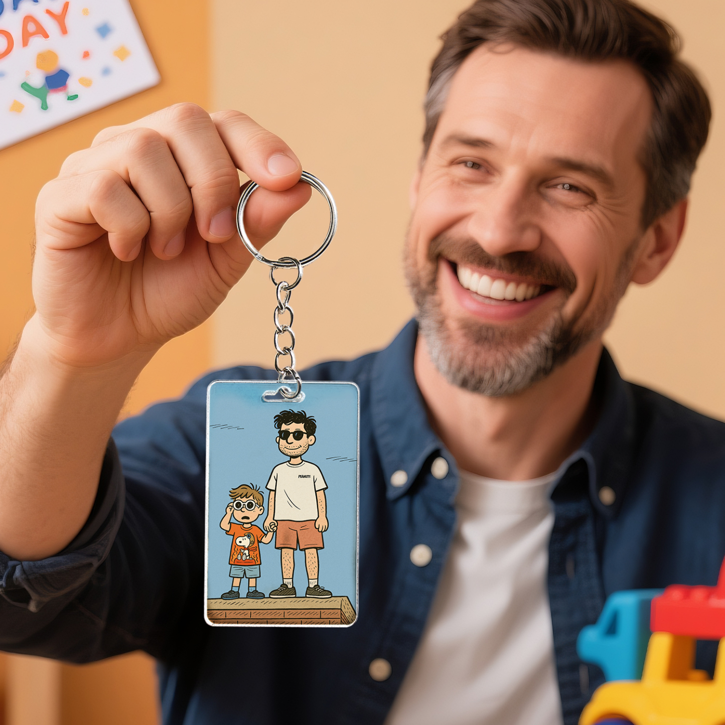 Personalized Keychain Photo Custom Anime Portrait Cartoon Style Father's Day Gift - soufeelau