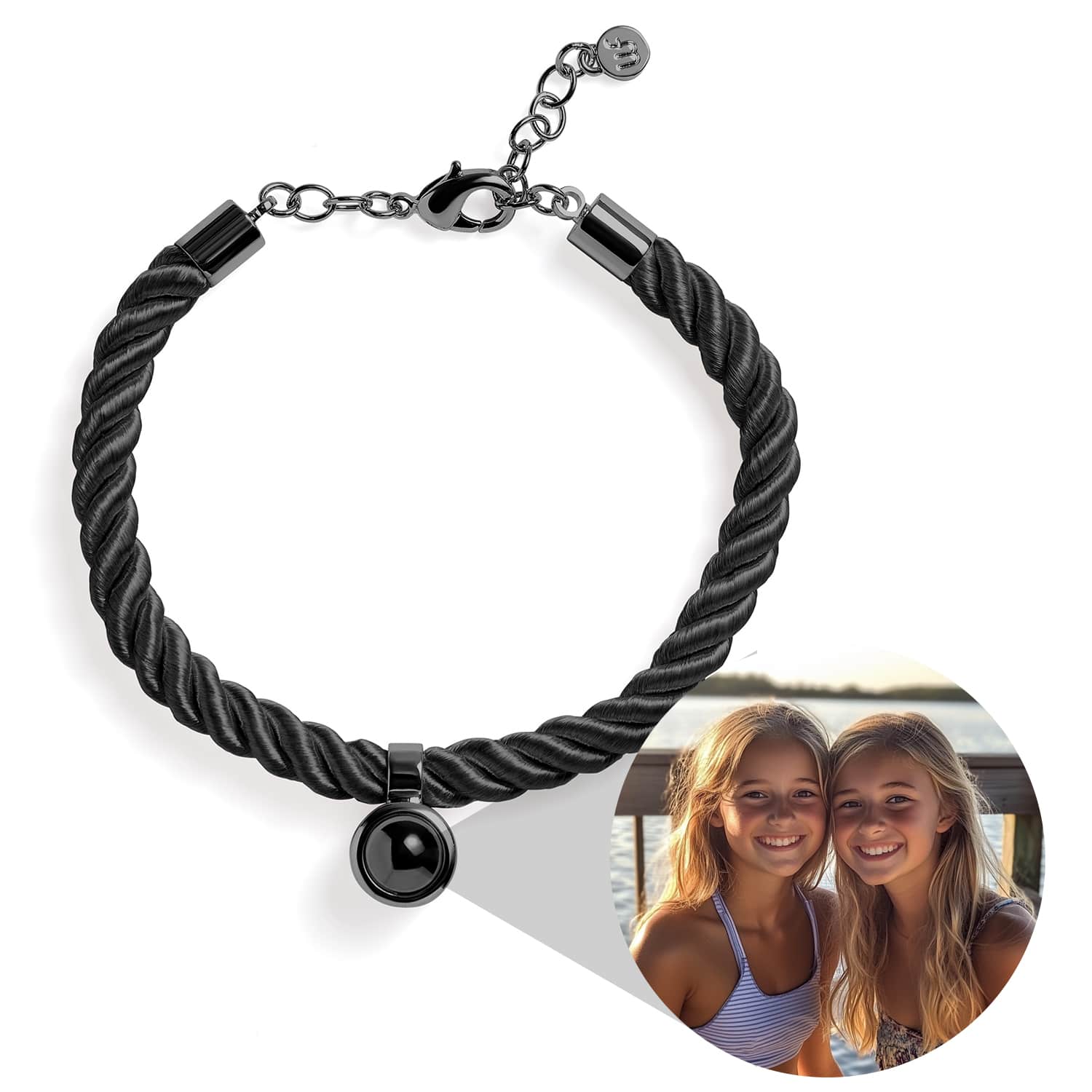 Personalized Rope Circle Photo Bracelet Custom Projection Bracelet Christmas Gift for Husband - soufeelau