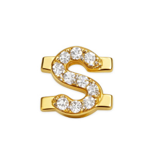 Letter With Diamond S Charm - Gold