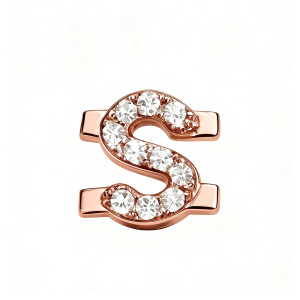 Letter With Diamond S Charm - Rose Gold