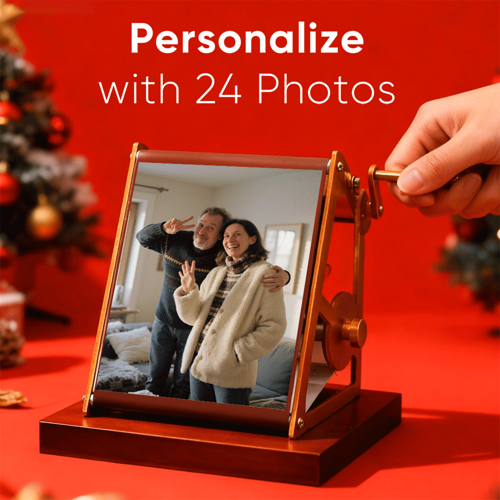 Custom Hand-Crank Photo Viewer Flip Photo Display Personalized Photo Reel Frame Christmas Gifts - soufeelau