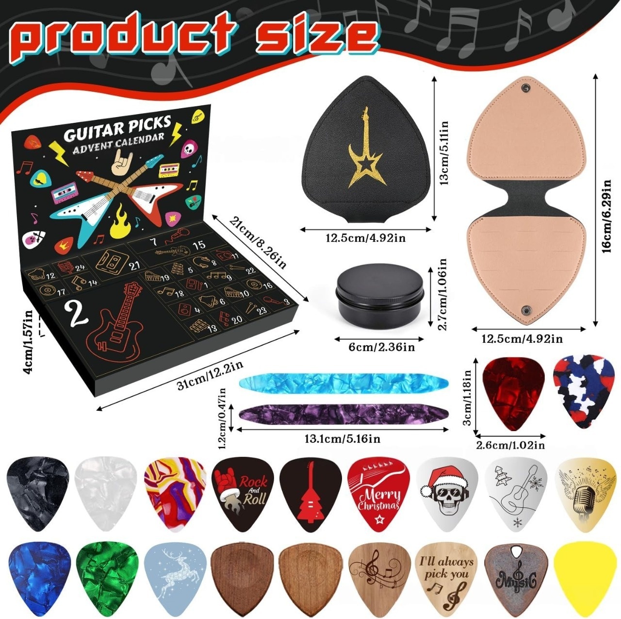 Guitar Picks Advent Calendar Guitar Picks Christmas Countdown Blind Box Christmas Gift - soufeelau