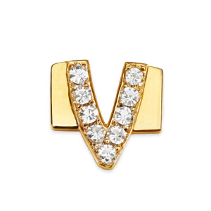 Letter With Diamond V Charm - Gold