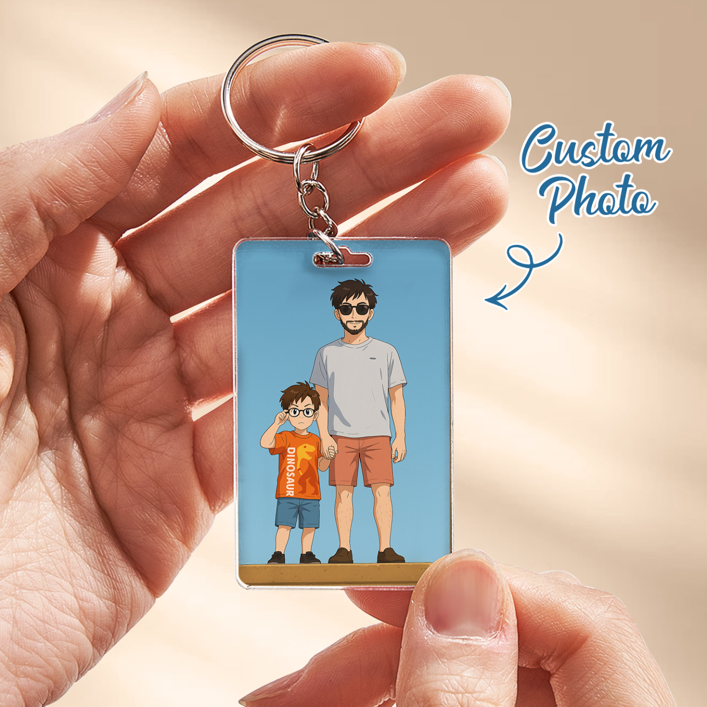 Personalized Keychain Photo Custom Anime Portrait Cartoon Style Father's Day Gift - soufeelau