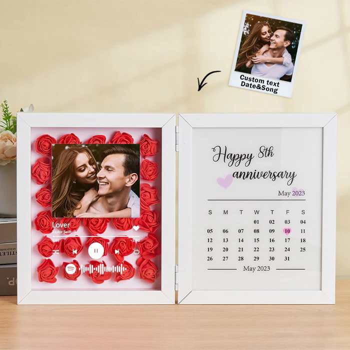 Personalized Photo Rose Flower Foldable Frame Custom Music Code Can Play Music Anniversary Gift for Couple - soufeelau