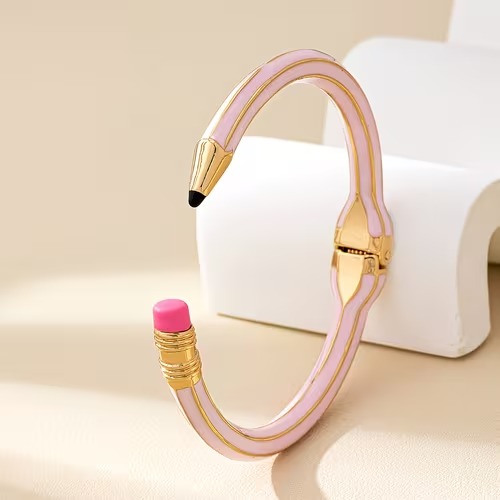 Three-Dimensional Pencil Shape Spring Opening Bracelet Back to School Gift for Both Teacher and Student - soufeelau