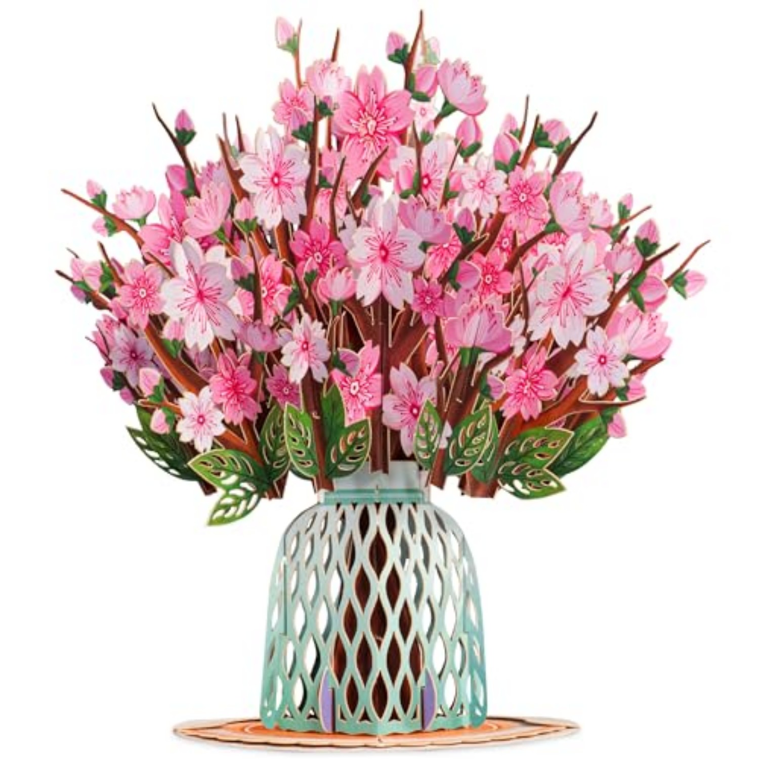 3D Cherry Blossom Flower Bouquet Pop Up Card 3D Floral Arrangement Forever-Blooming Card Pop Up Card Flower Bouquet Gift for Her - soufeelau
