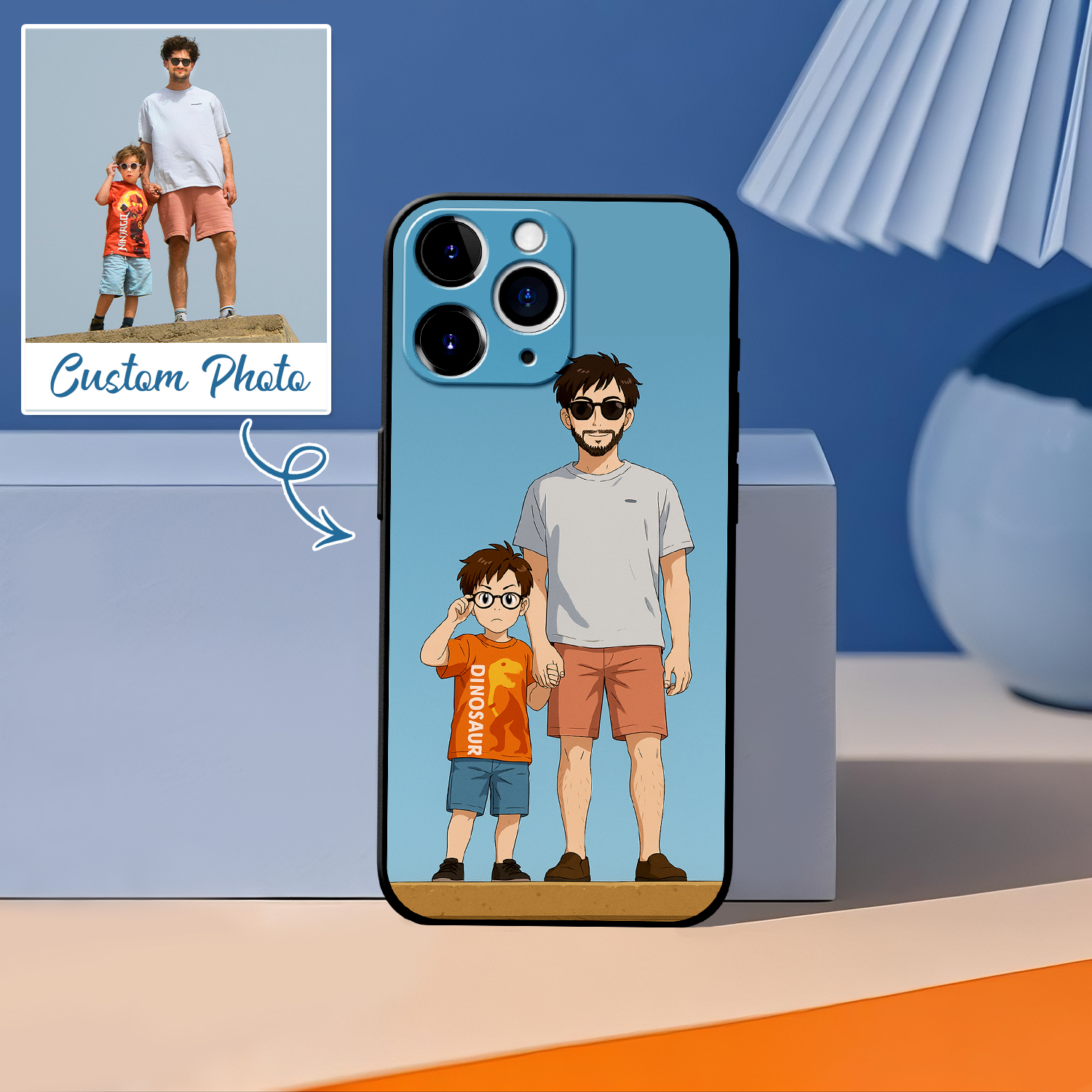 Personalized Anime Portrait Phone Case Cartoon Style Father's Day Gift - soufeelau