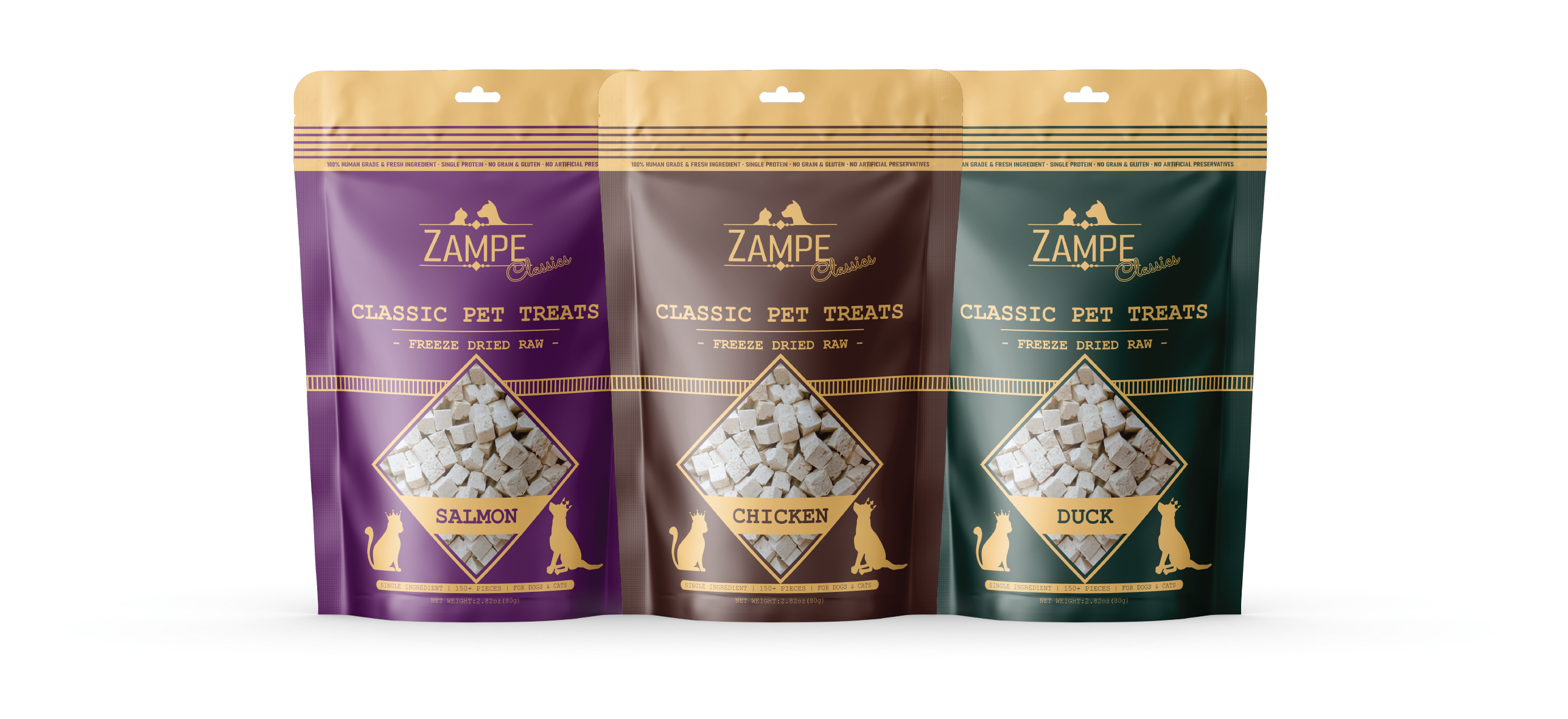 Zampe Freeze Dried Single Ingredient Meat Treats for Dogs and Cats