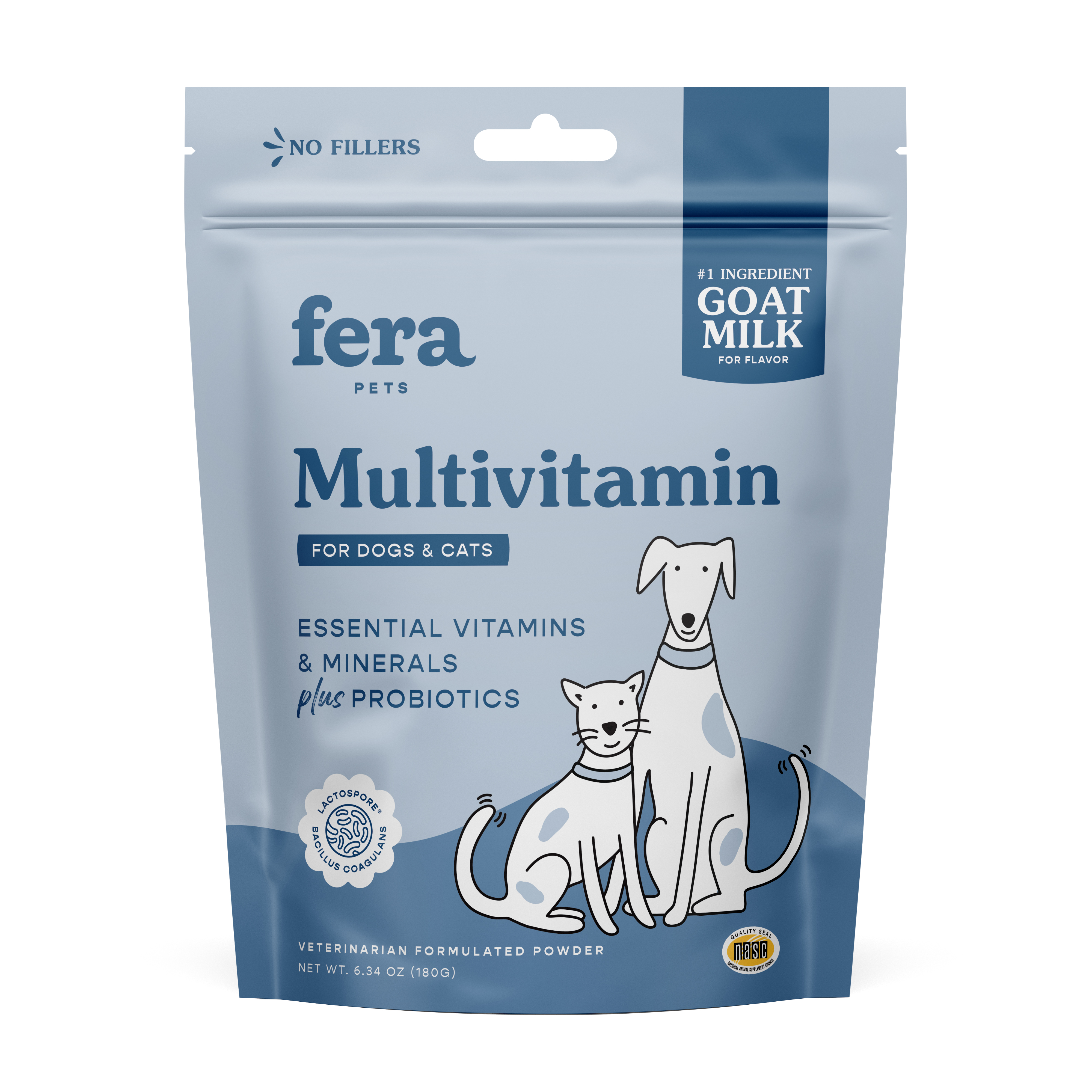 Fera Pet Organics Organic Multivitamin Goat Milk Powder Topper for Dogs and Cats