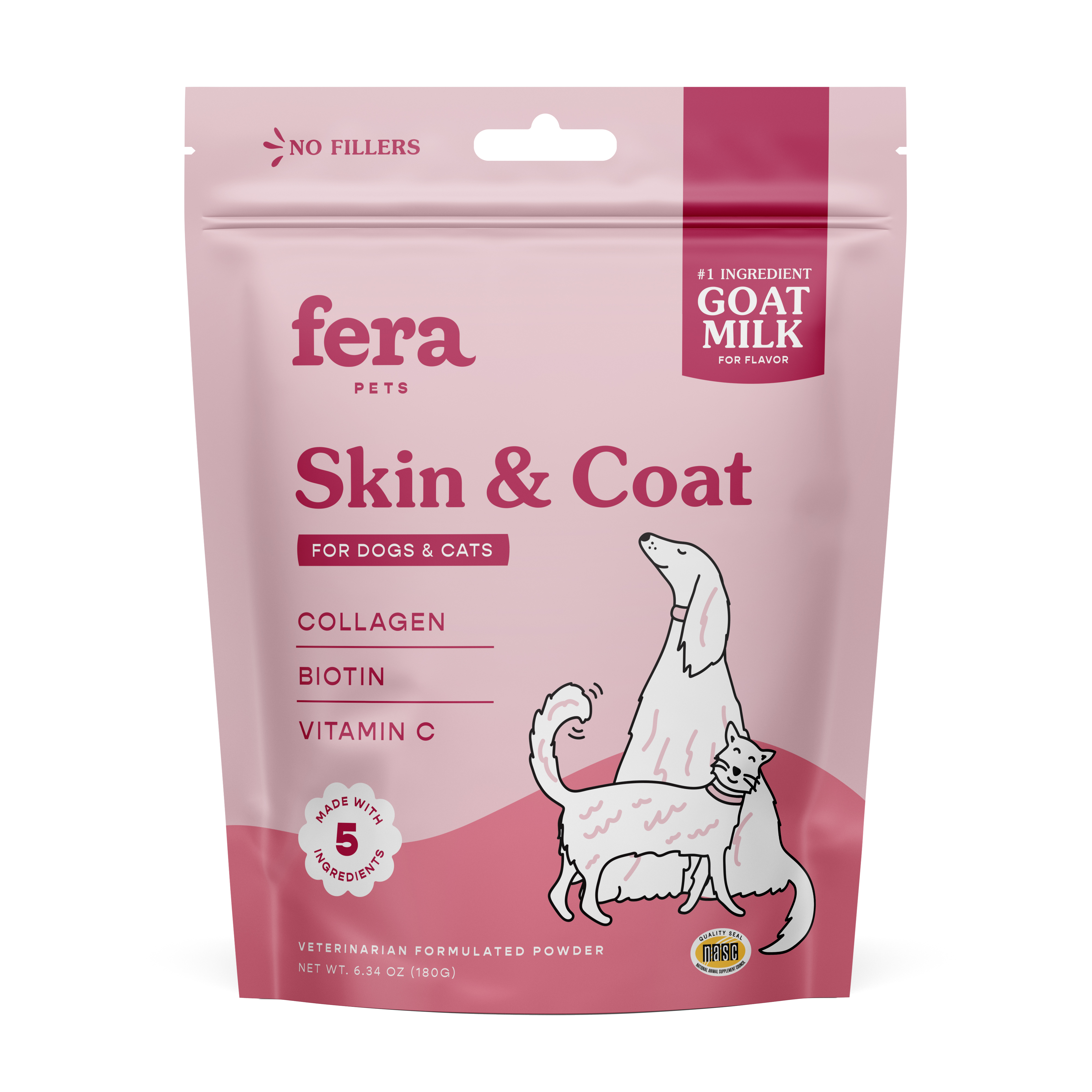 Fera Pet Organics Organic Skin + Coat Goat Milk Powder Topper for Dogs and Cats