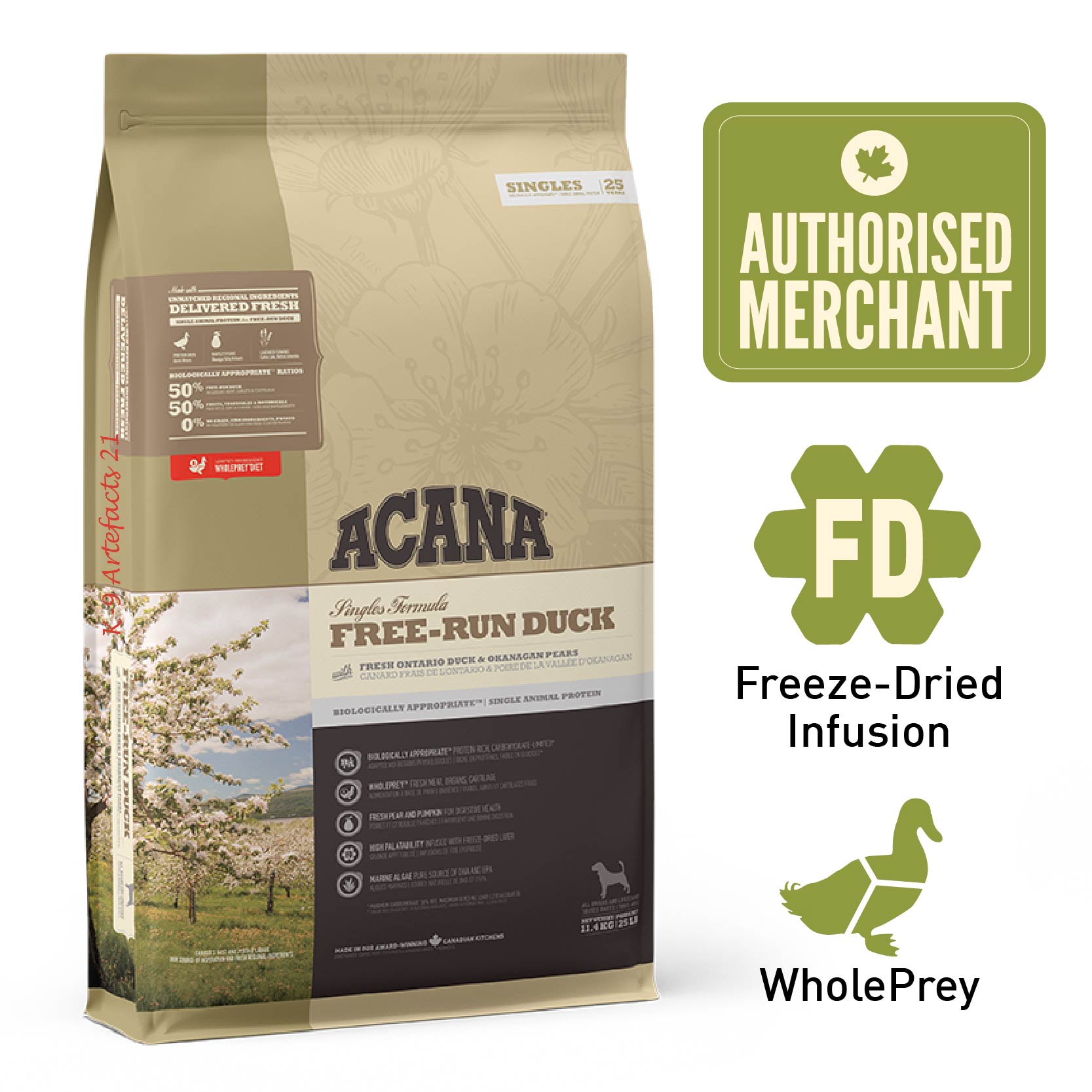 ACANA Singles Freeze-Dried Infused Free-Run Duck Dog Dry Food