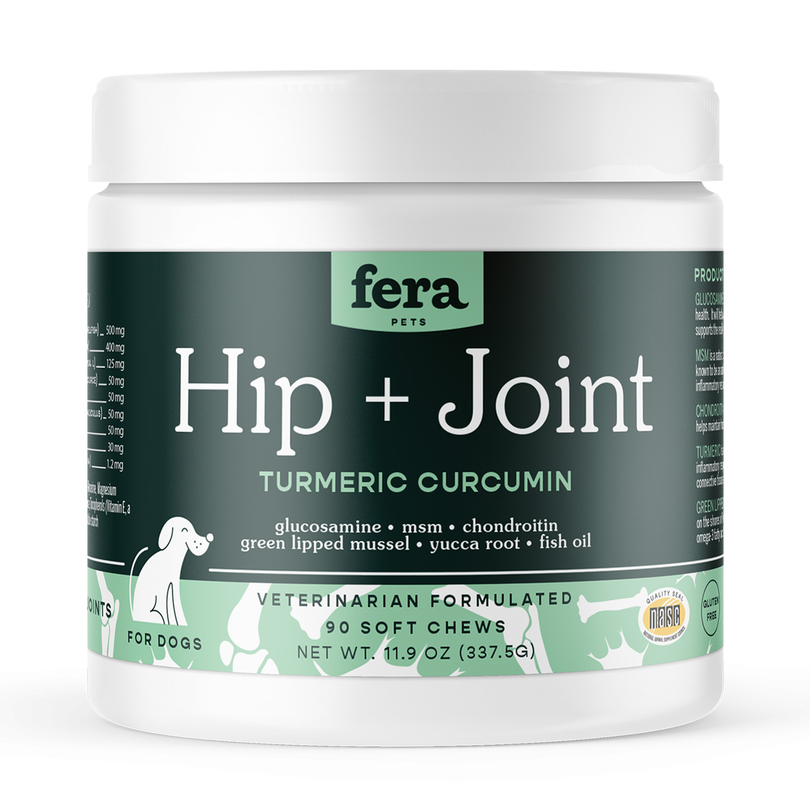 Fera Pet Organics Hip + Joint Veterinarian Formulated Soft Chews Supplements for Dogs