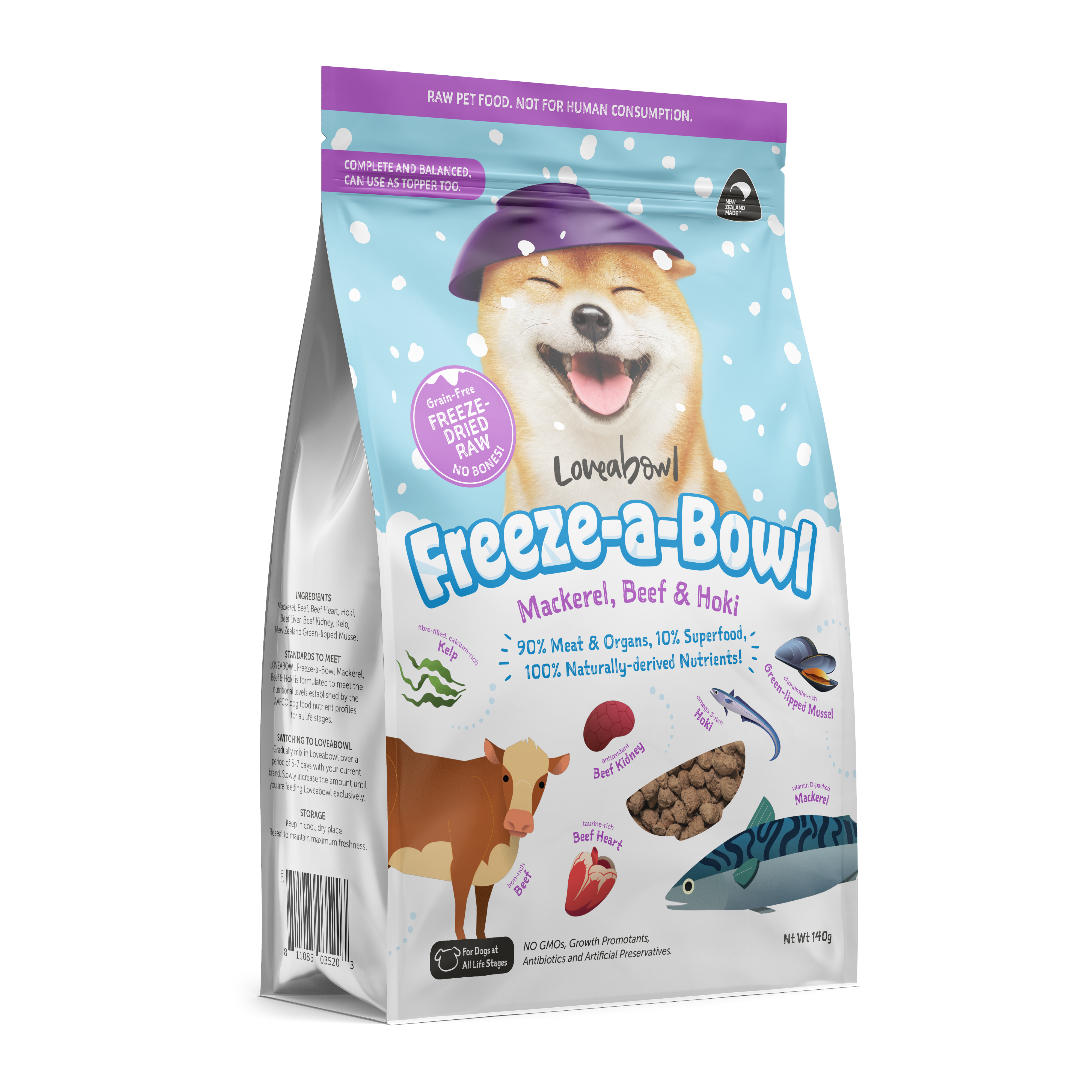 Loveabowl Freeze-a-Bowl Mackerel, Beef & Hoki for Dogs