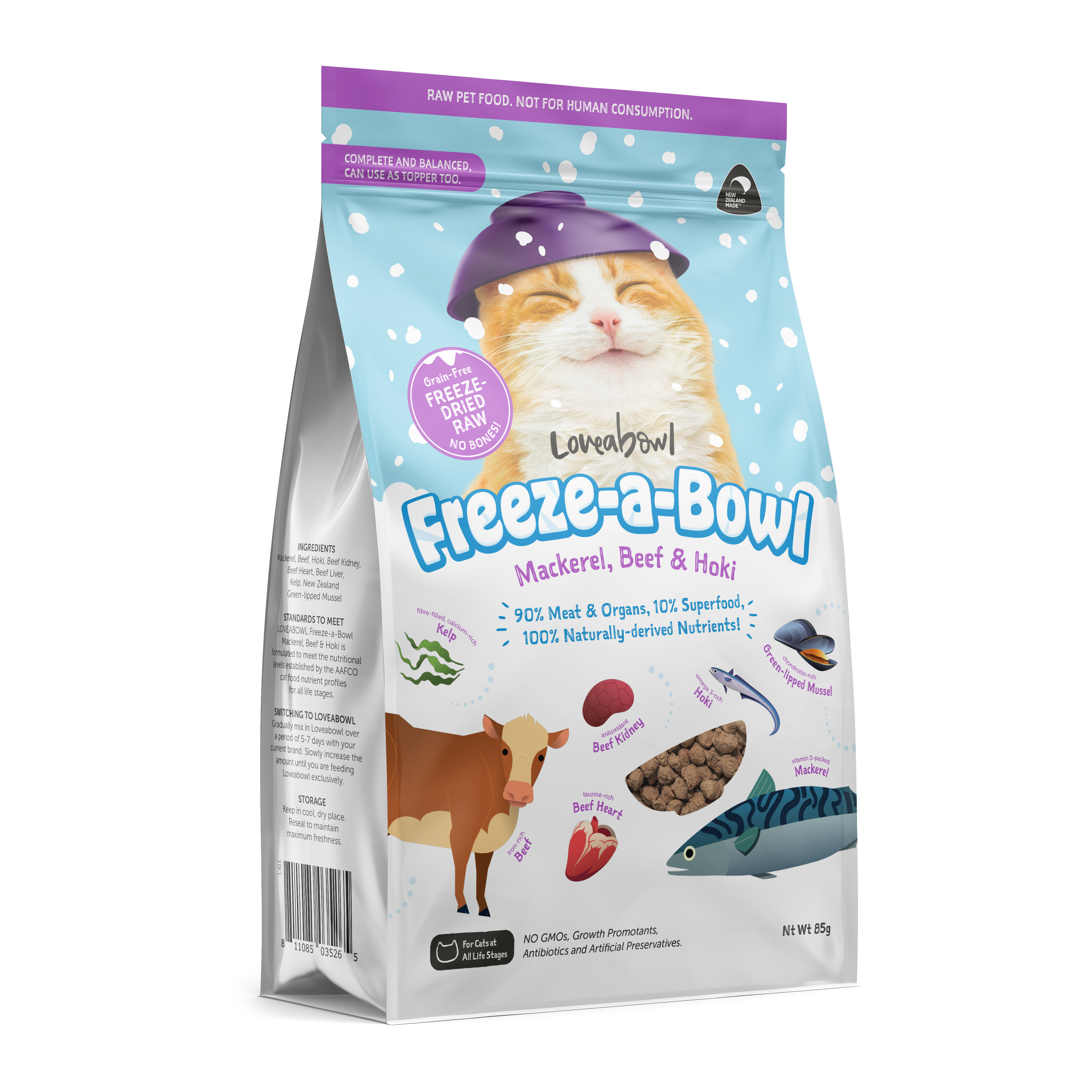 Loveabowl Freeze-a-Bowl Mackerel, Beef & Hoki for Cats