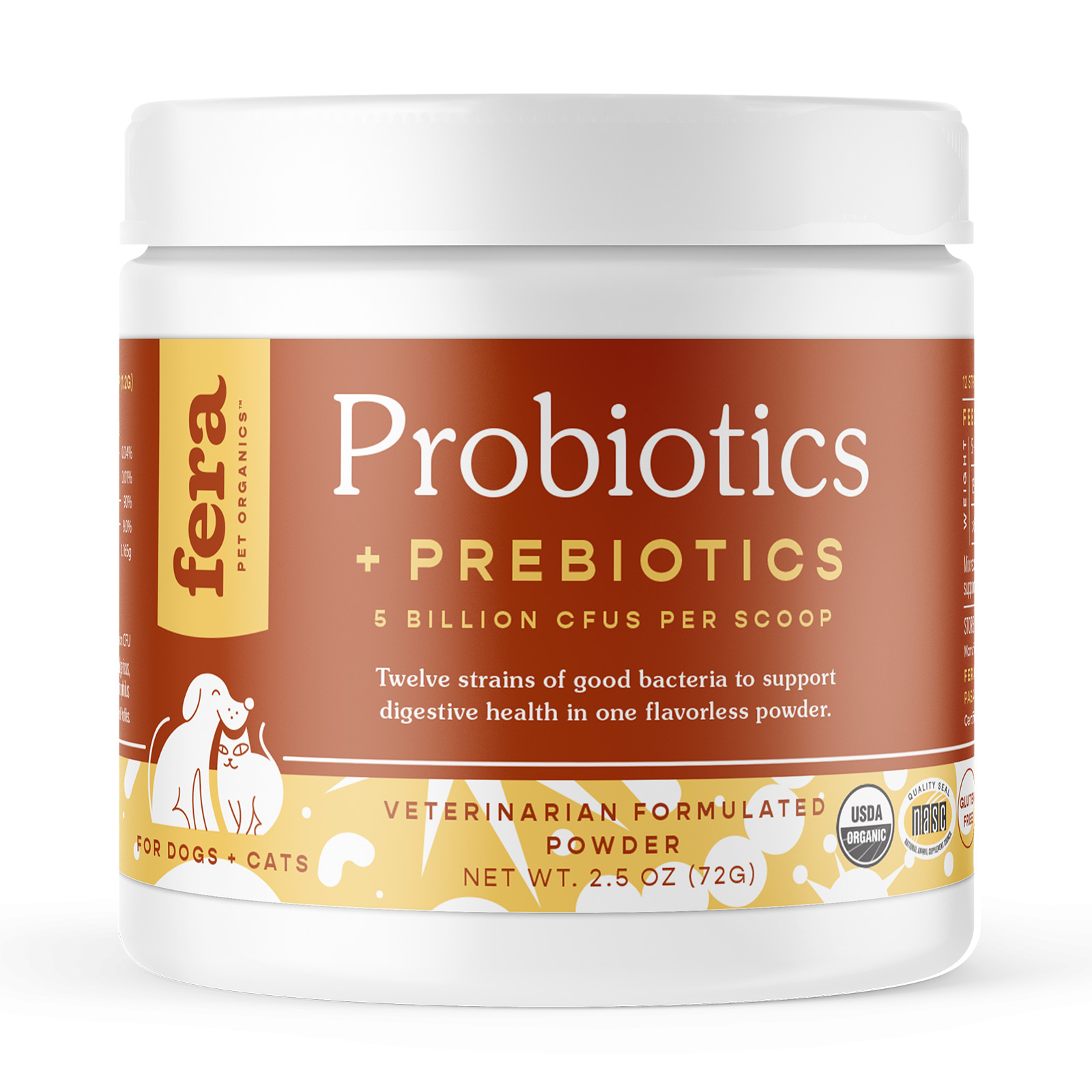 Fera Pet Organics Organic Probiotics with Prebiotics for Dogs & Cats Veterinarian Formulated Soft Chews Supplements for Dogs