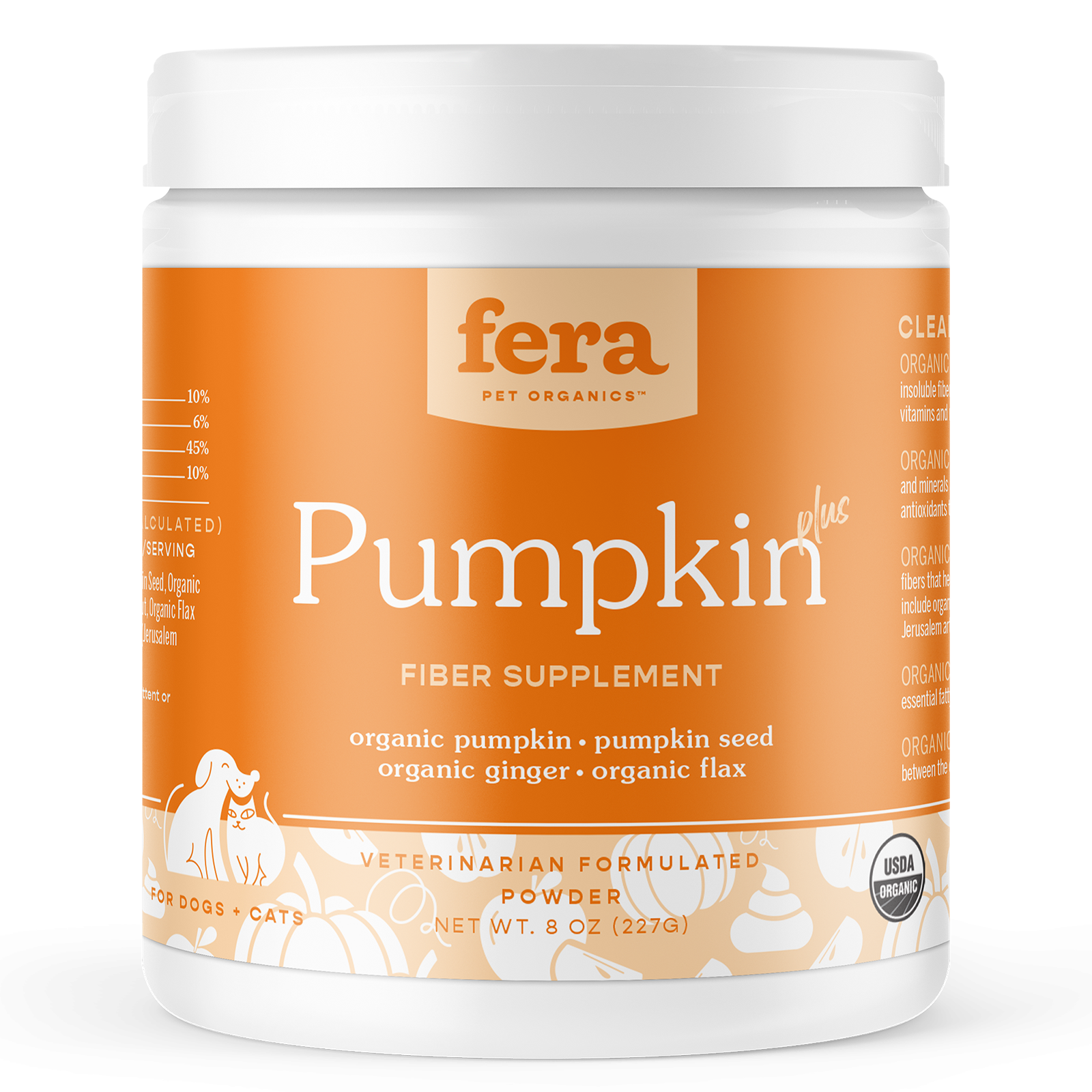 Fera Pet Organics Organic Pumpkin Plus for Gut Support Supplement for Dogs and Cats