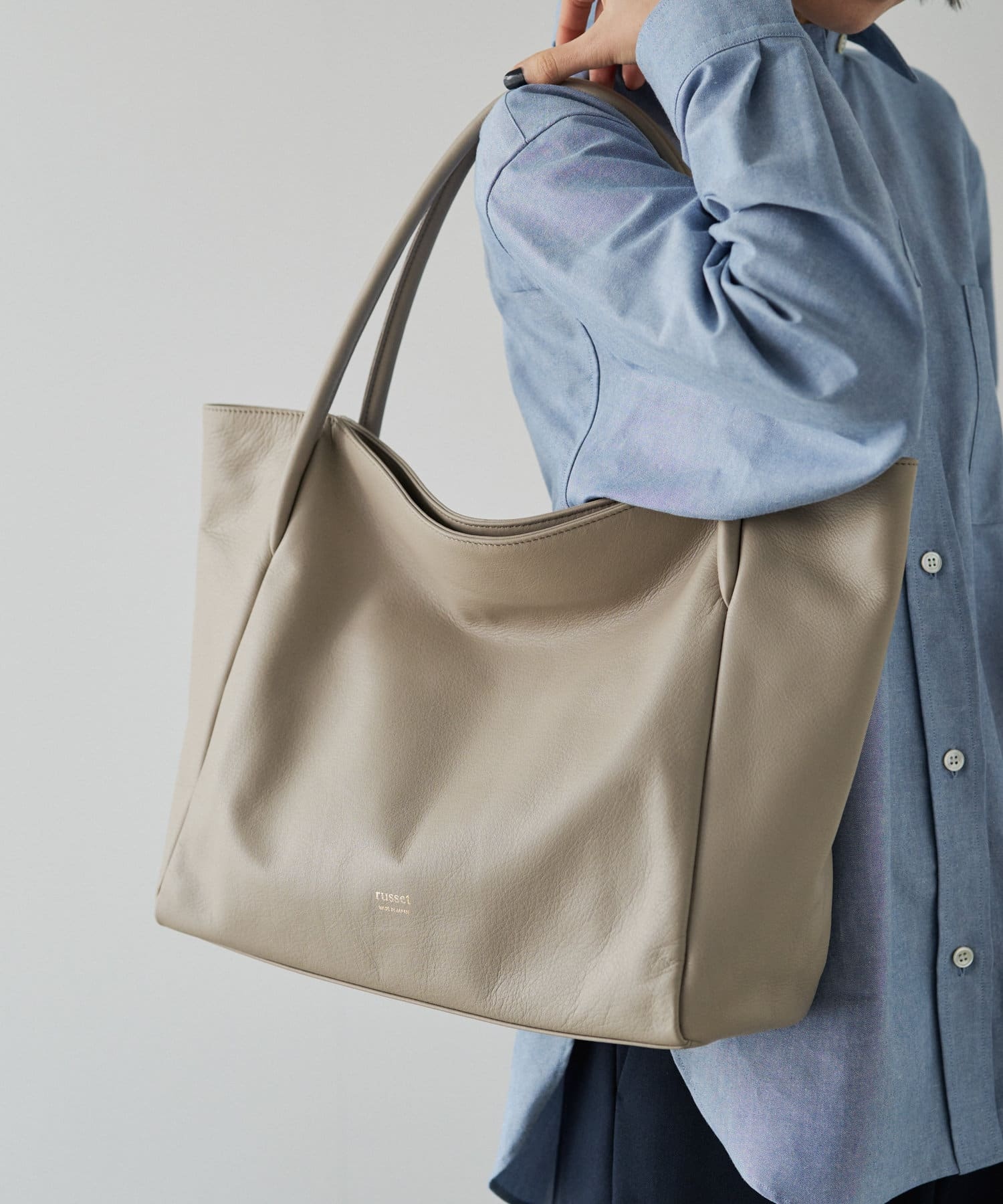 Russet [Soft leather] Simple tote bag 