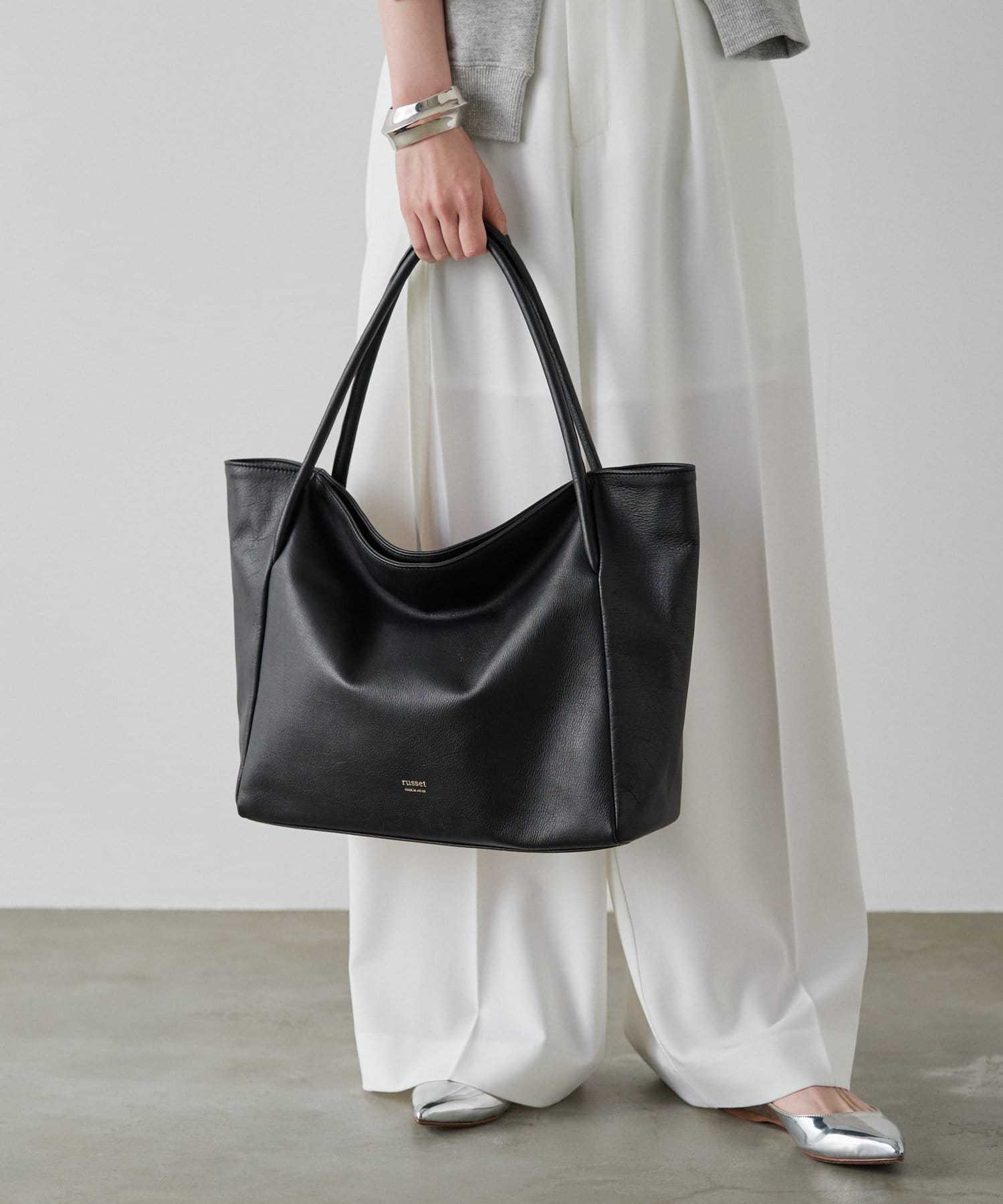 Russet [Soft leather] Simple tote bag 