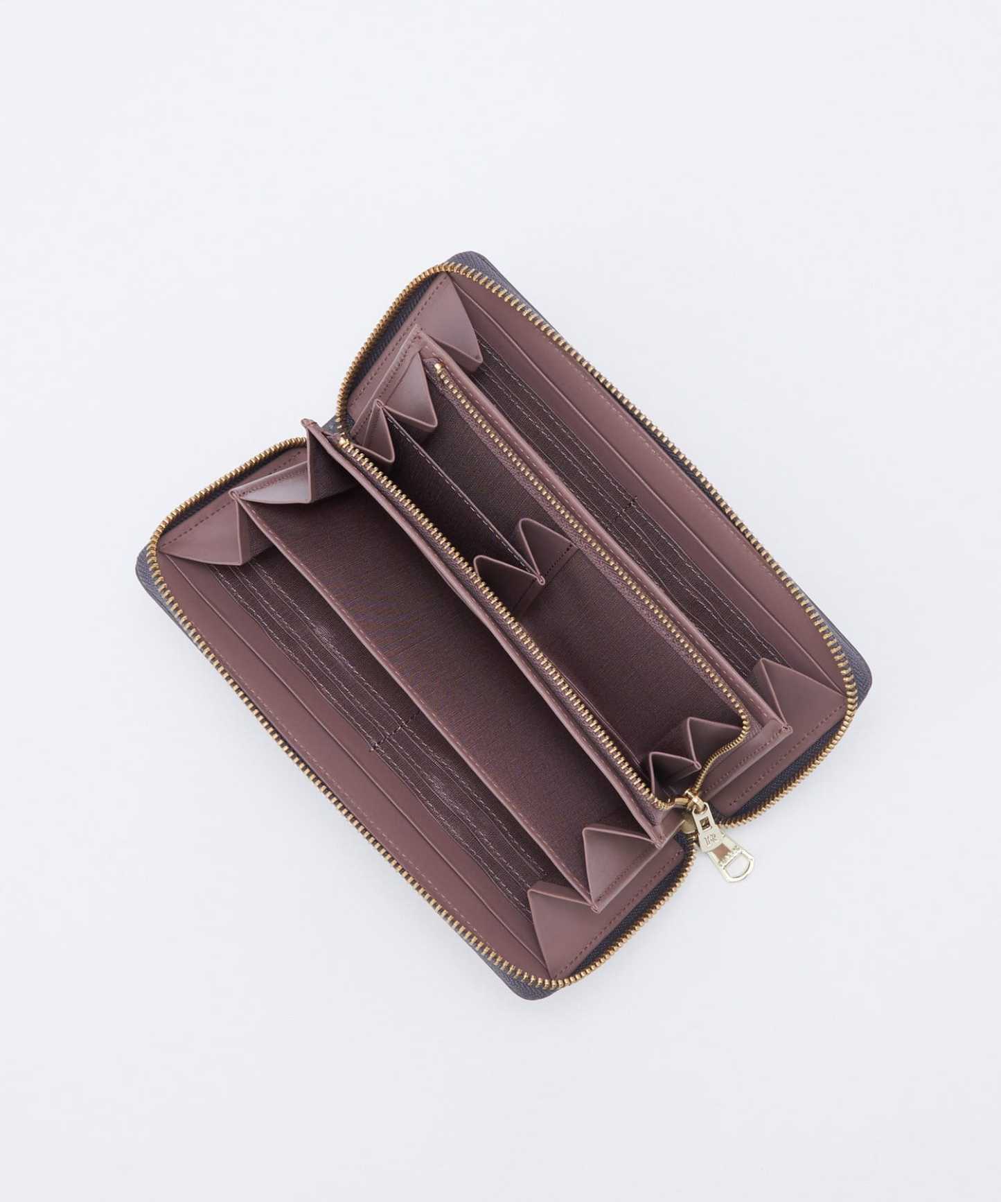 Russet Monogram Plate Round Zip Wallet