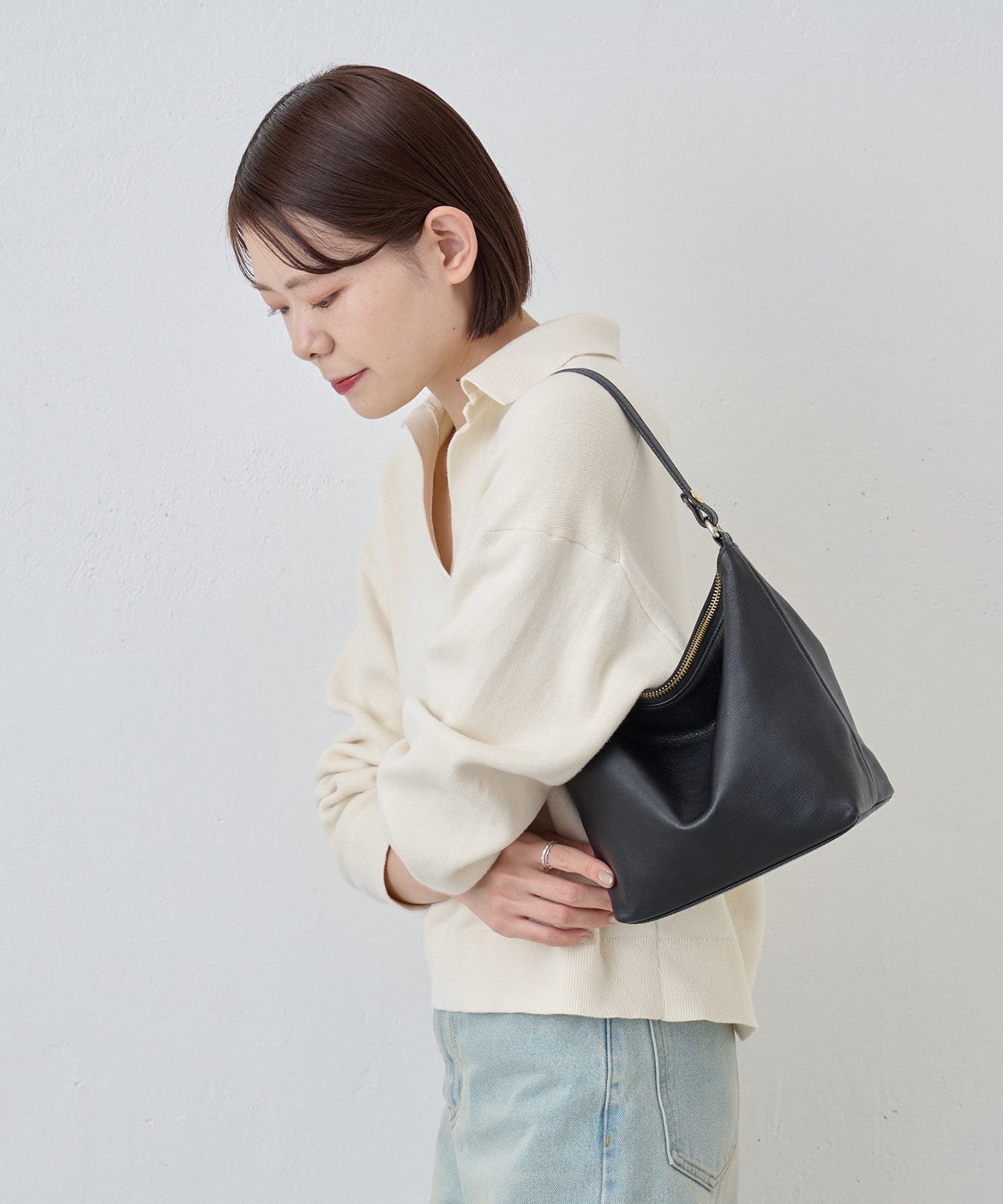 Russet Soft leather simple shoulder bag
