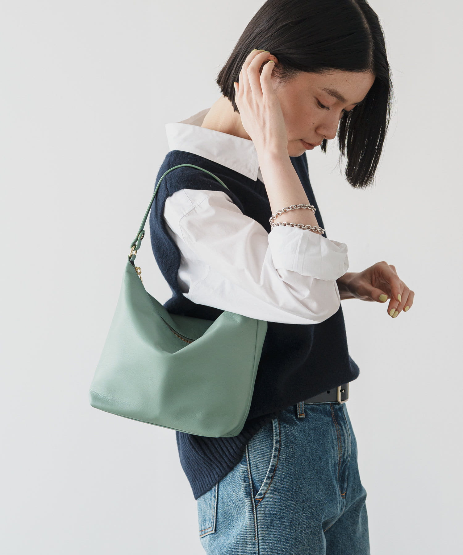 Russet Soft leather simple shoulder bag