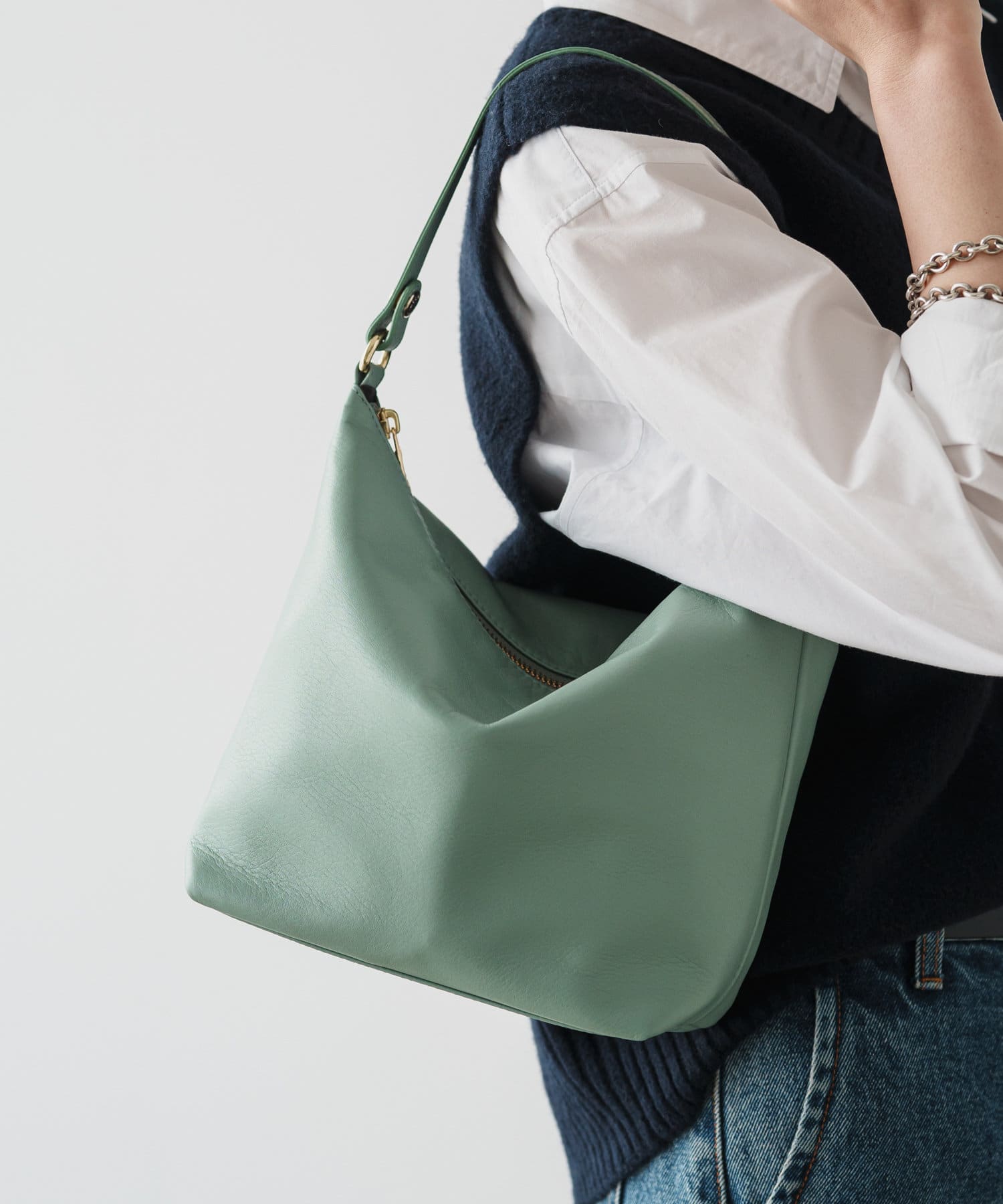 Russet Soft leather simple shoulder bag