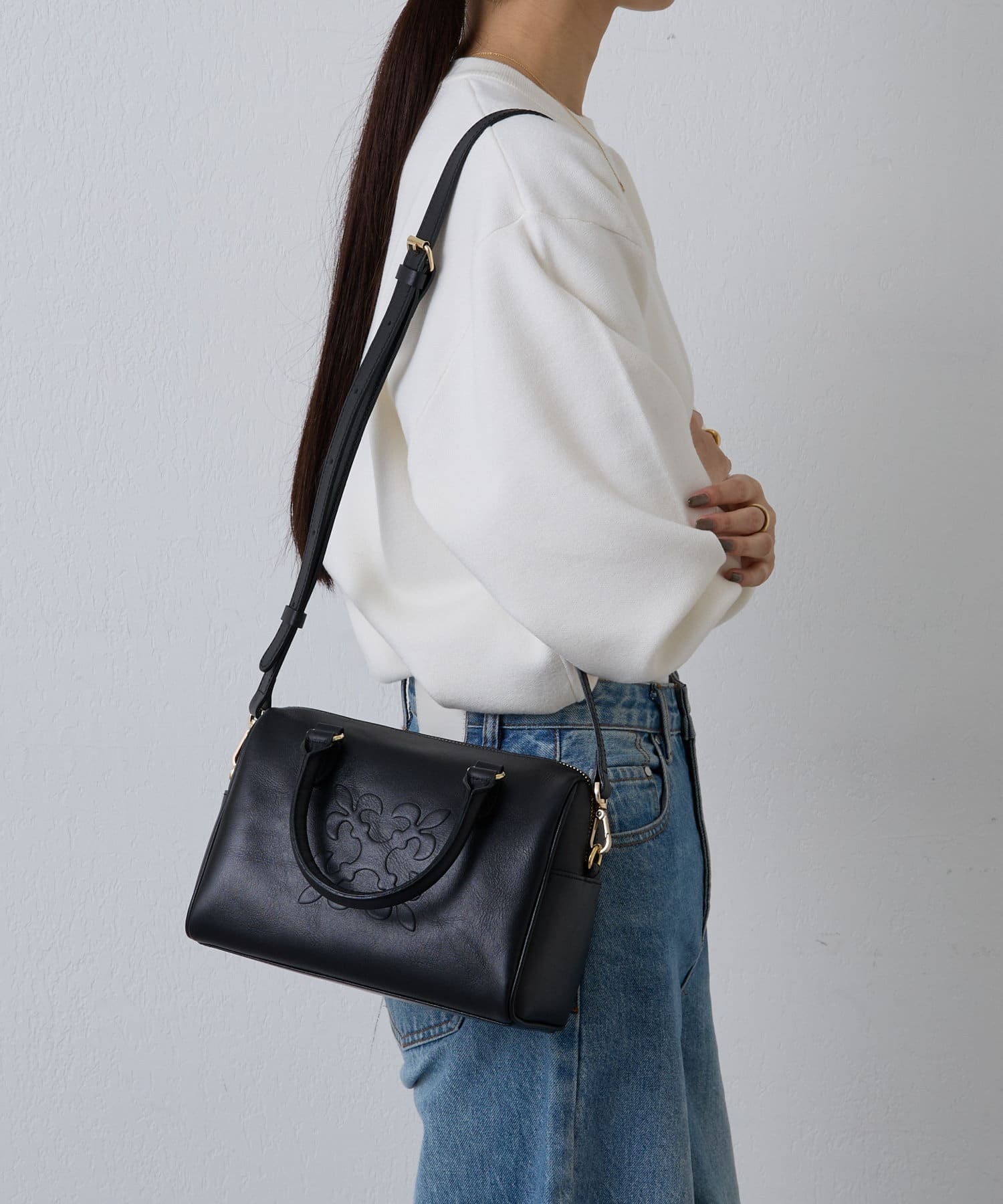 *4-6 WEEKS* (1367)Russet [Composition] 2way mini Boston bag Black