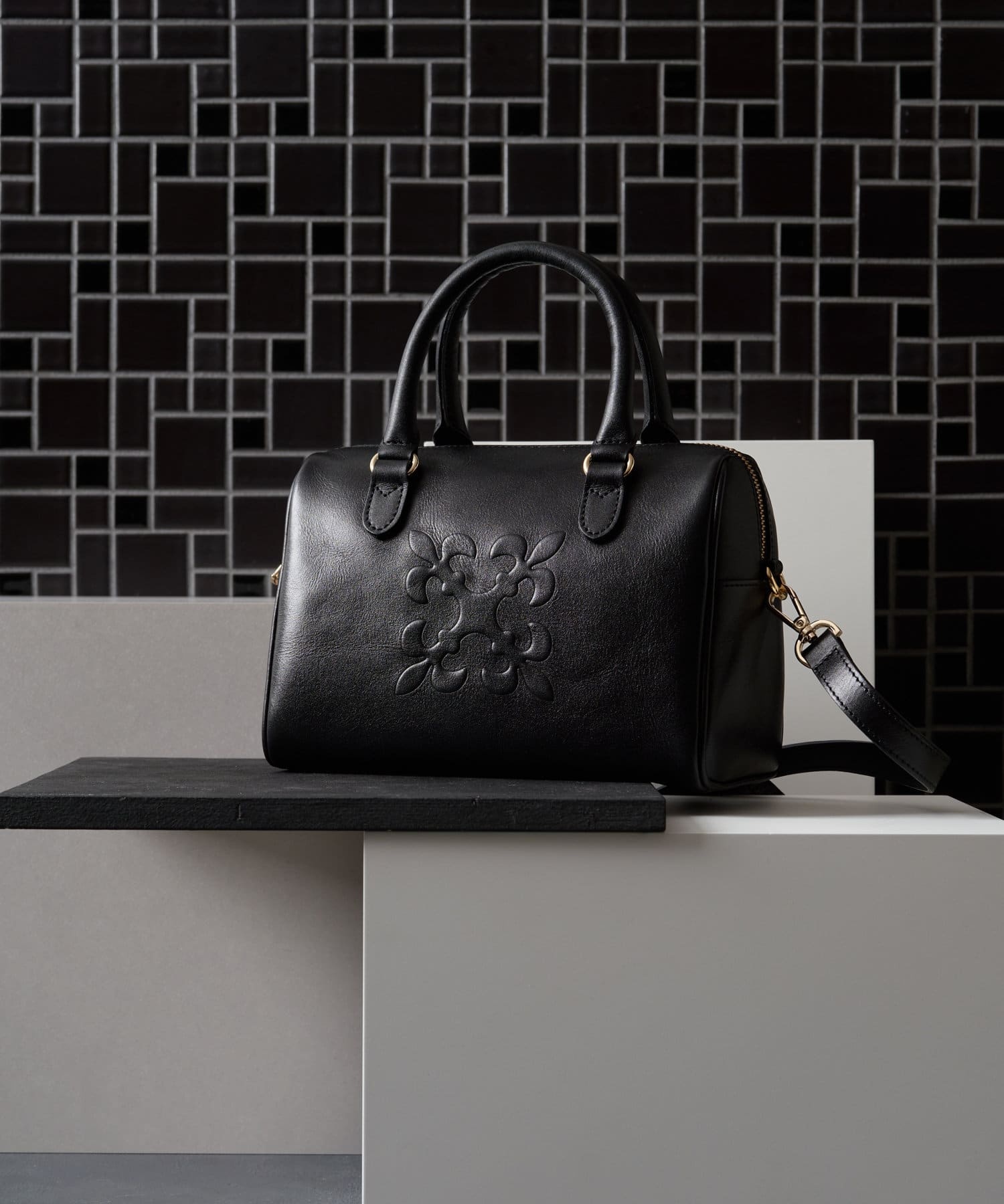 *4-6 WEEKS* (1367)Russet [Composition] 2way mini Boston bag Black