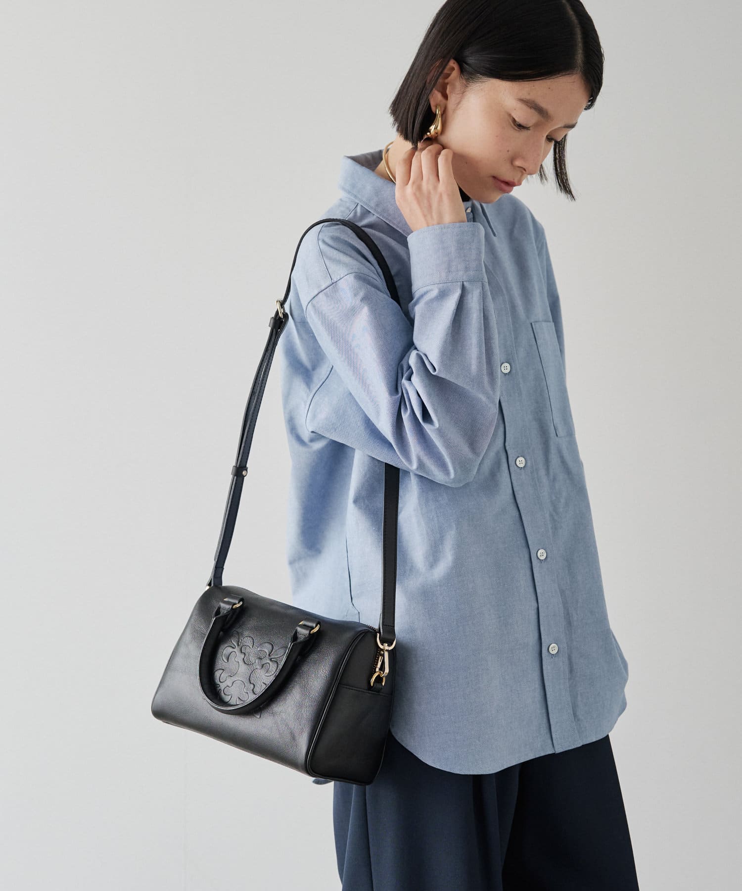 *4-6 WEEKS* (1367)Russet [Composition] 2way mini Boston bag Black