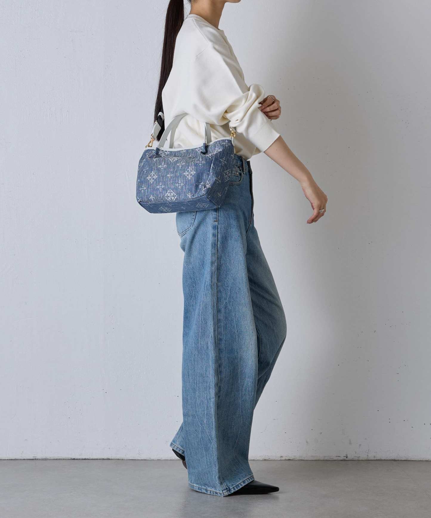 *4-6 WEEKS* (1465)Russet [Denim jacquard] 2way mini tote bag Indigo