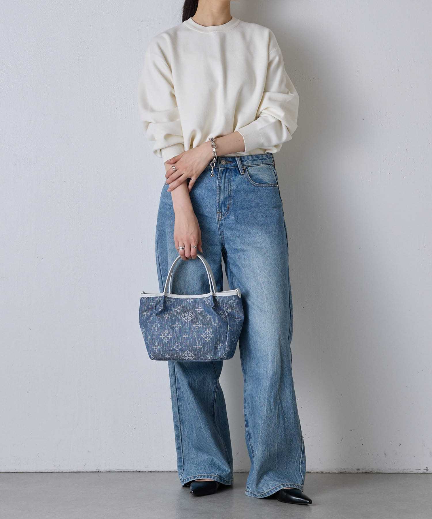 *4-6 WEEKS* (1465)Russet [Denim jacquard] 2way mini tote bag Indigo