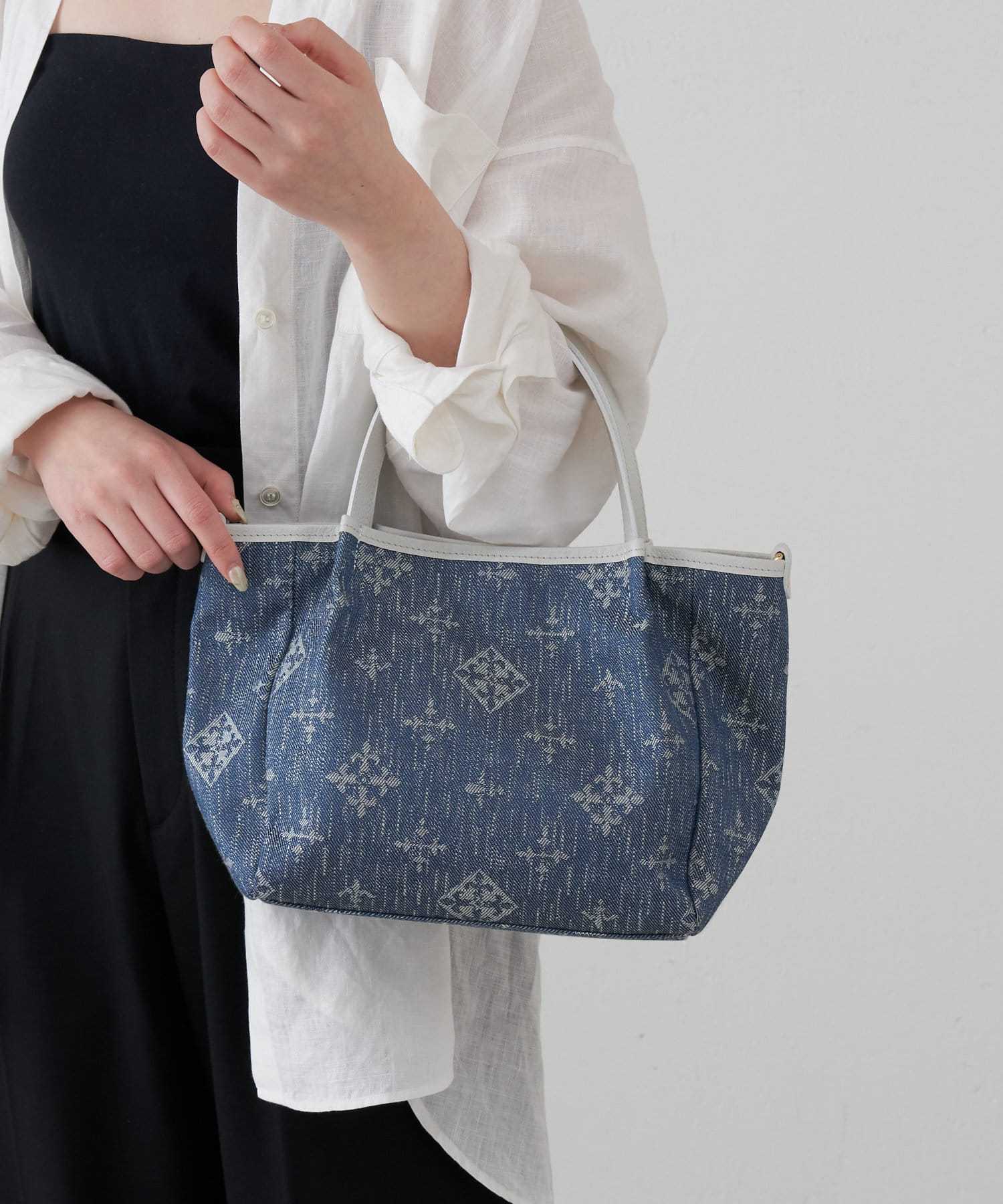 *4-6 WEEKS* (1465)Russet [Denim jacquard] 2way mini tote bag Indigo