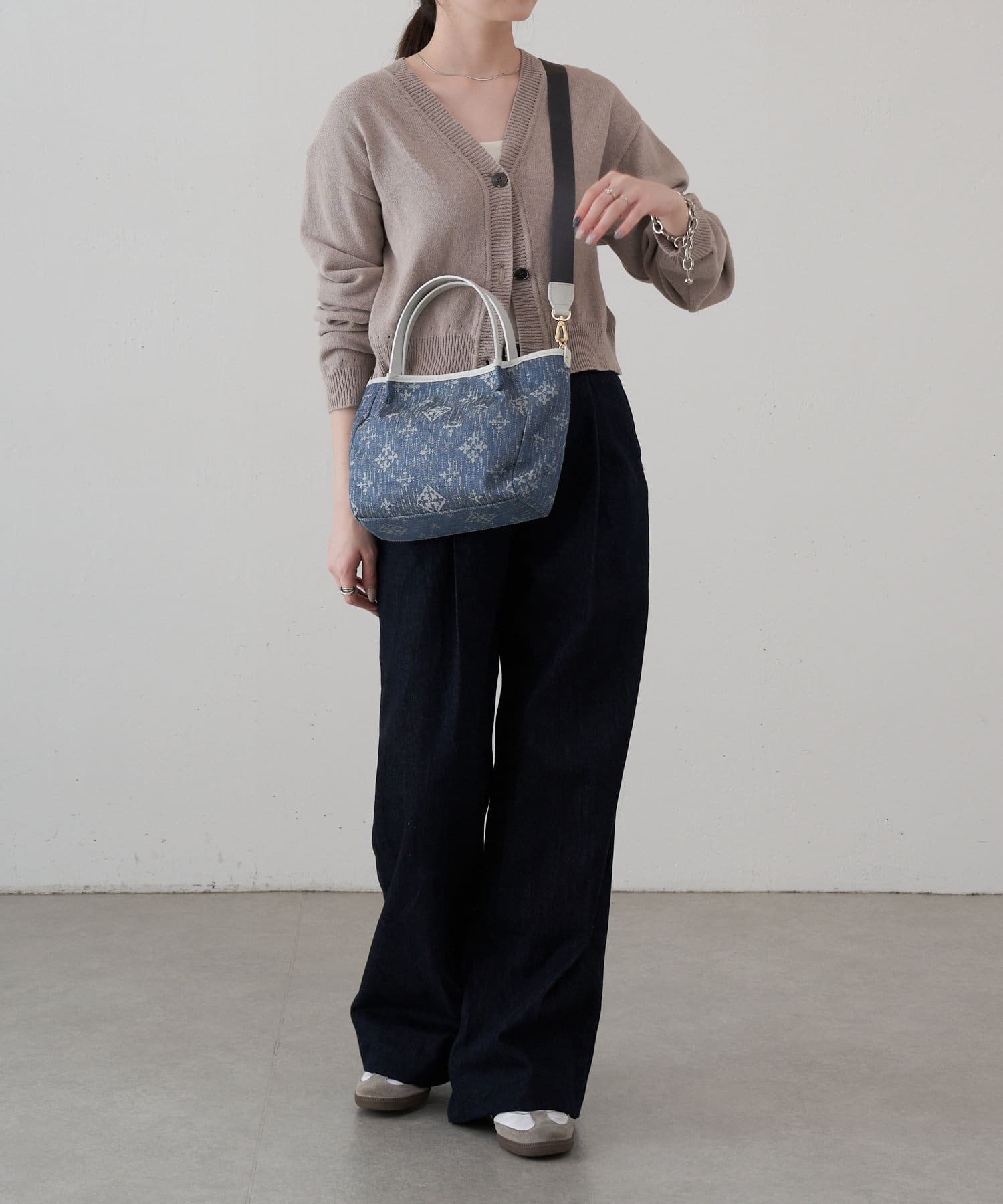 *4-6 WEEKS* (1465)Russet [Denim jacquard] 2way mini tote bag Indigo
