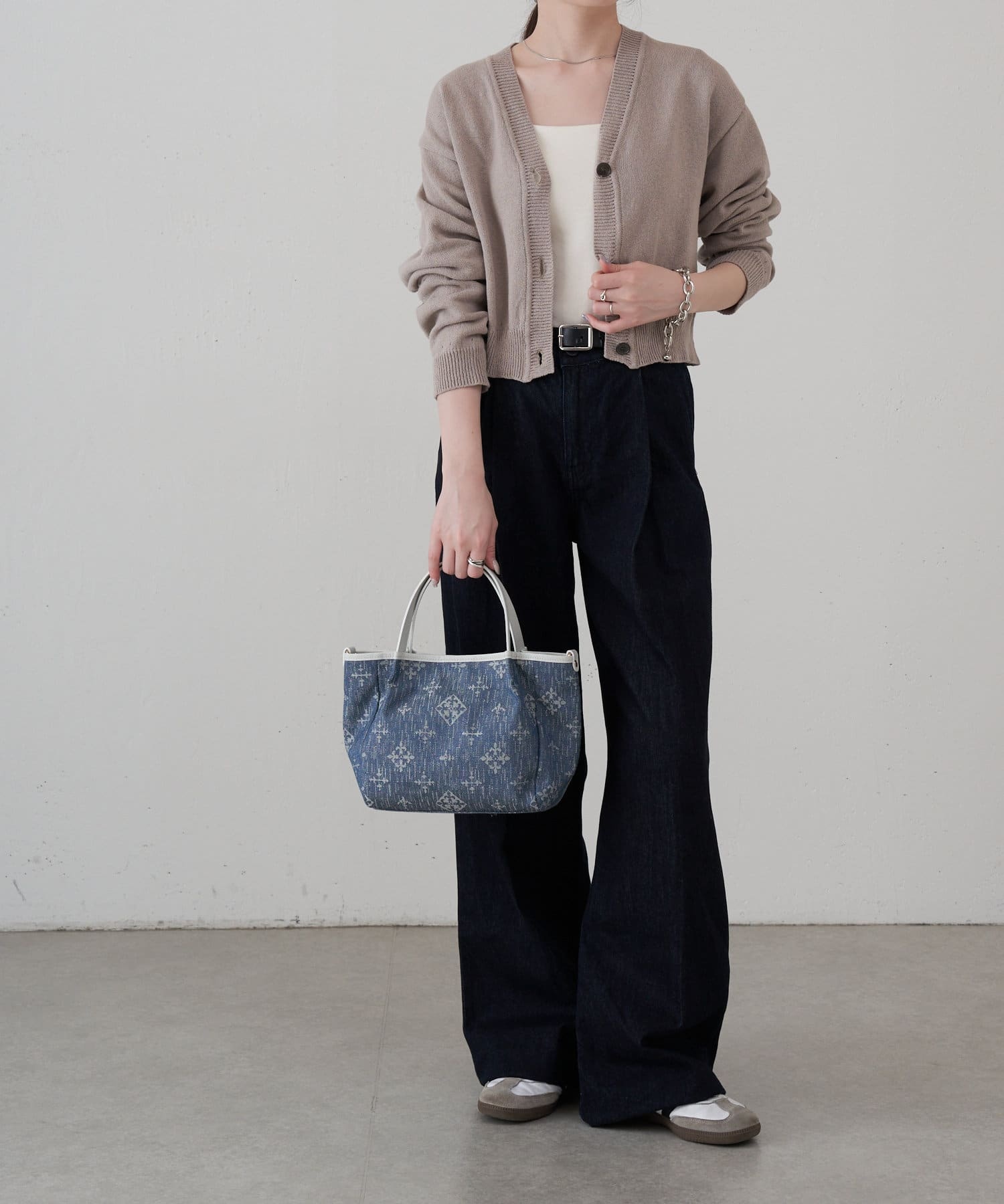 *4-6 WEEKS* (1465)Russet [Denim jacquard] 2way mini tote bag Indigo