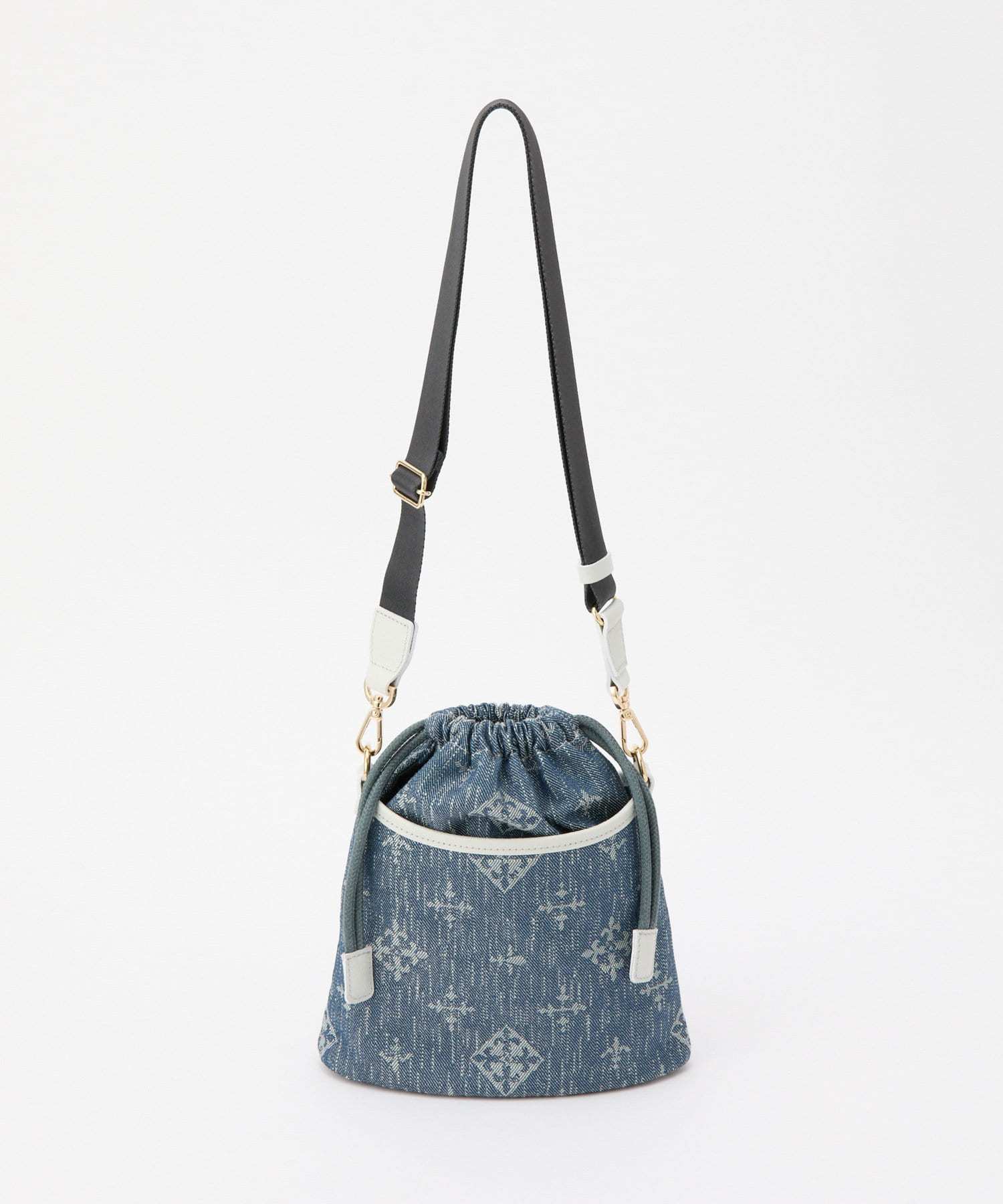 *4-6 WEEKS* (1221) LIMITED EDITION Russet [Denim jacquard] 2way drawstring mini shoulder bag Indigo