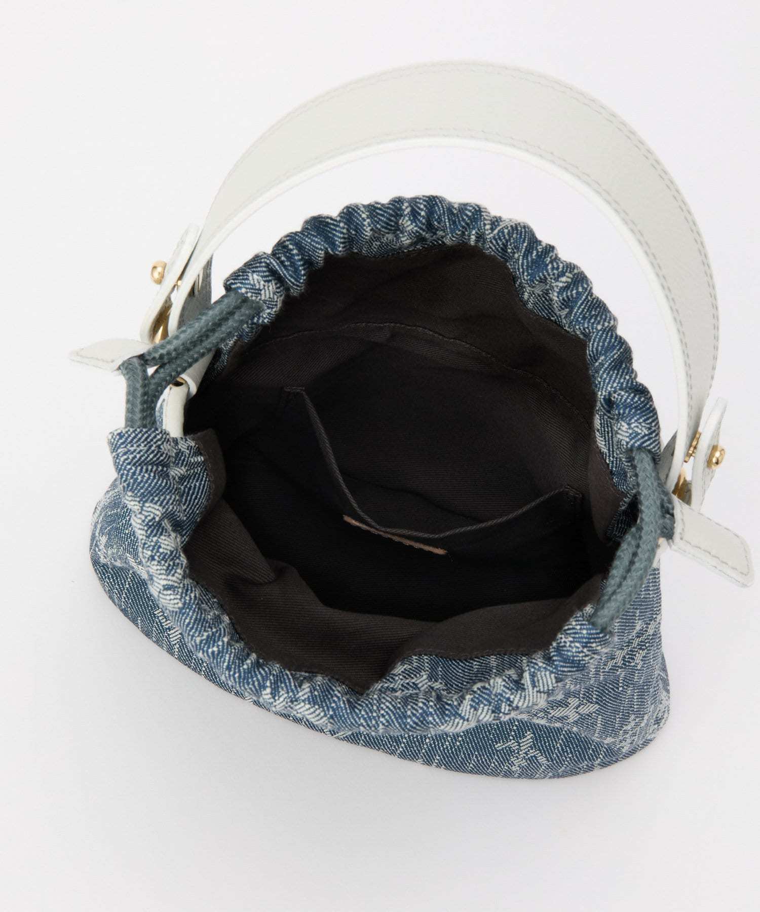 *4-6 WEEKS* (1221) LIMITED EDITION Russet [Denim jacquard] 2way drawstring mini shoulder bag Indigo