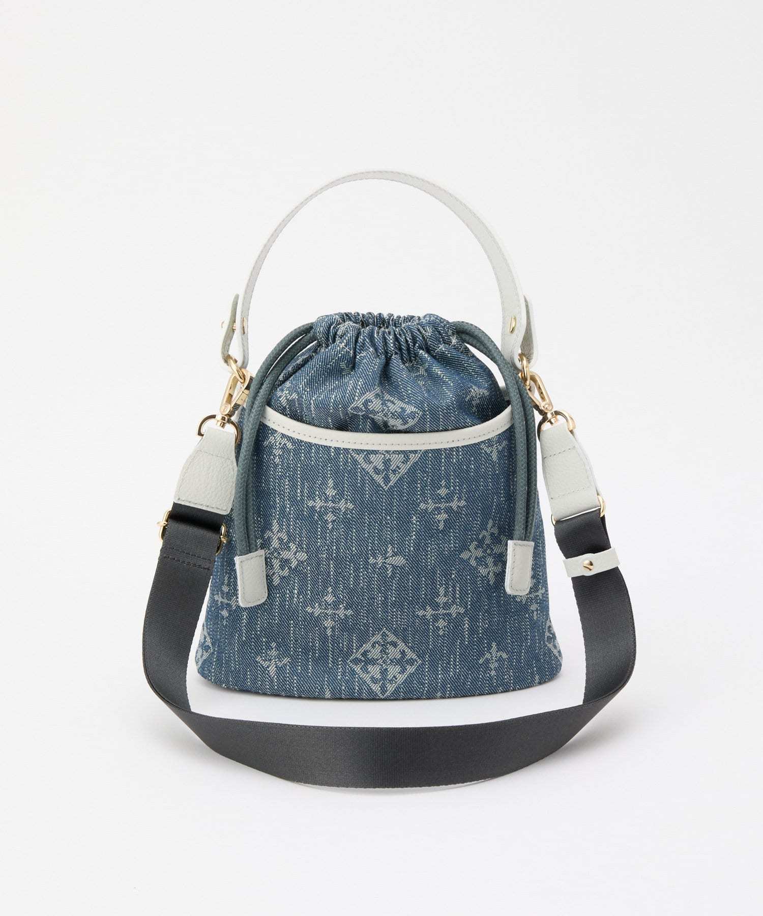 *4-6 WEEKS* (1221) LIMITED EDITION Russet [Denim jacquard] 2way drawstring mini shoulder bag Indigo