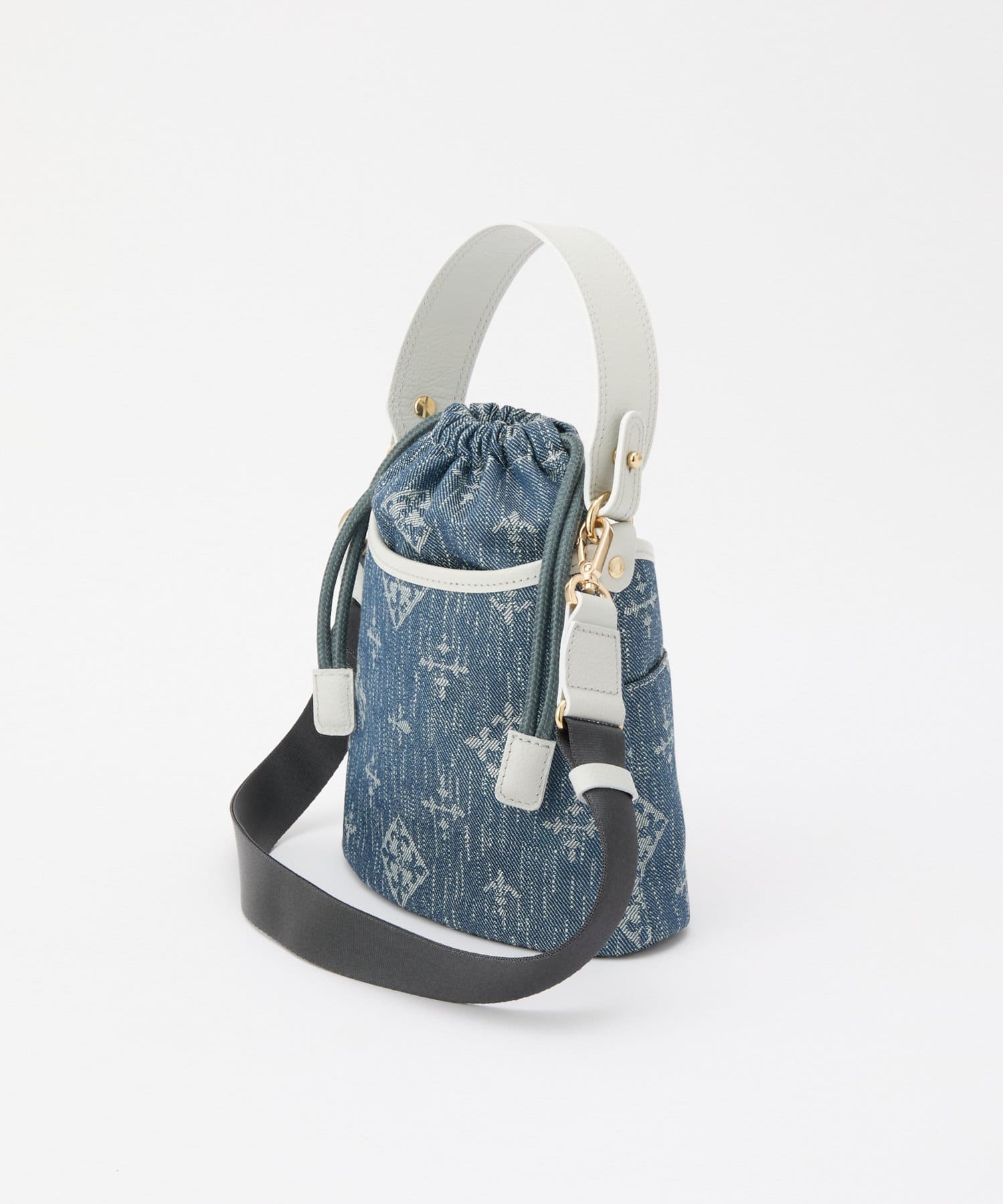 *4-6 WEEKS* (1221) LIMITED EDITION Russet [Denim jacquard] 2way drawstring mini shoulder bag Indigo